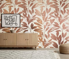 Copper Metallic Hand Guilded Botanical Wallpaper, Made by Hand in Uk
