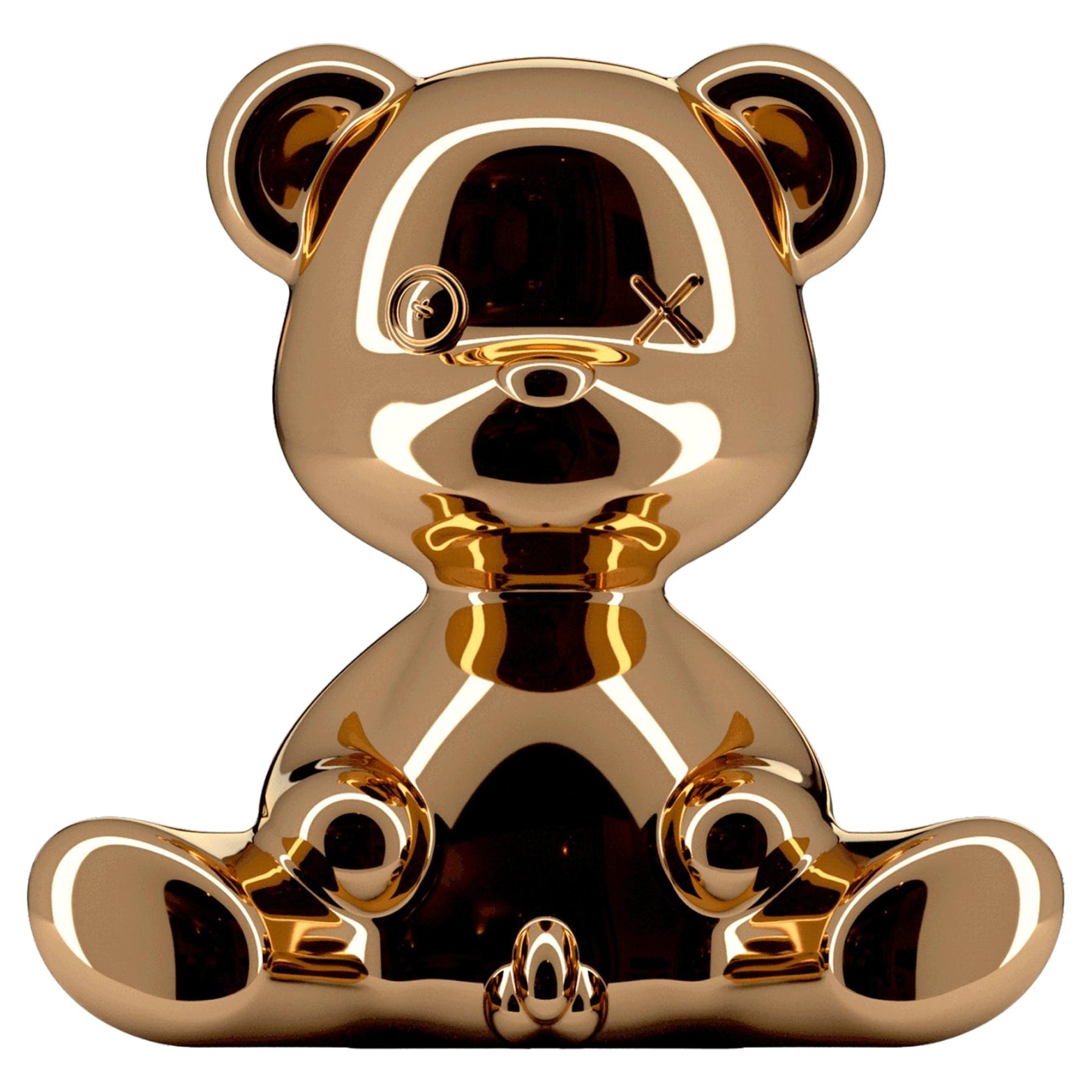 Kupfer-Metallic Teddybär-Lampe mit LED, Made in Italy