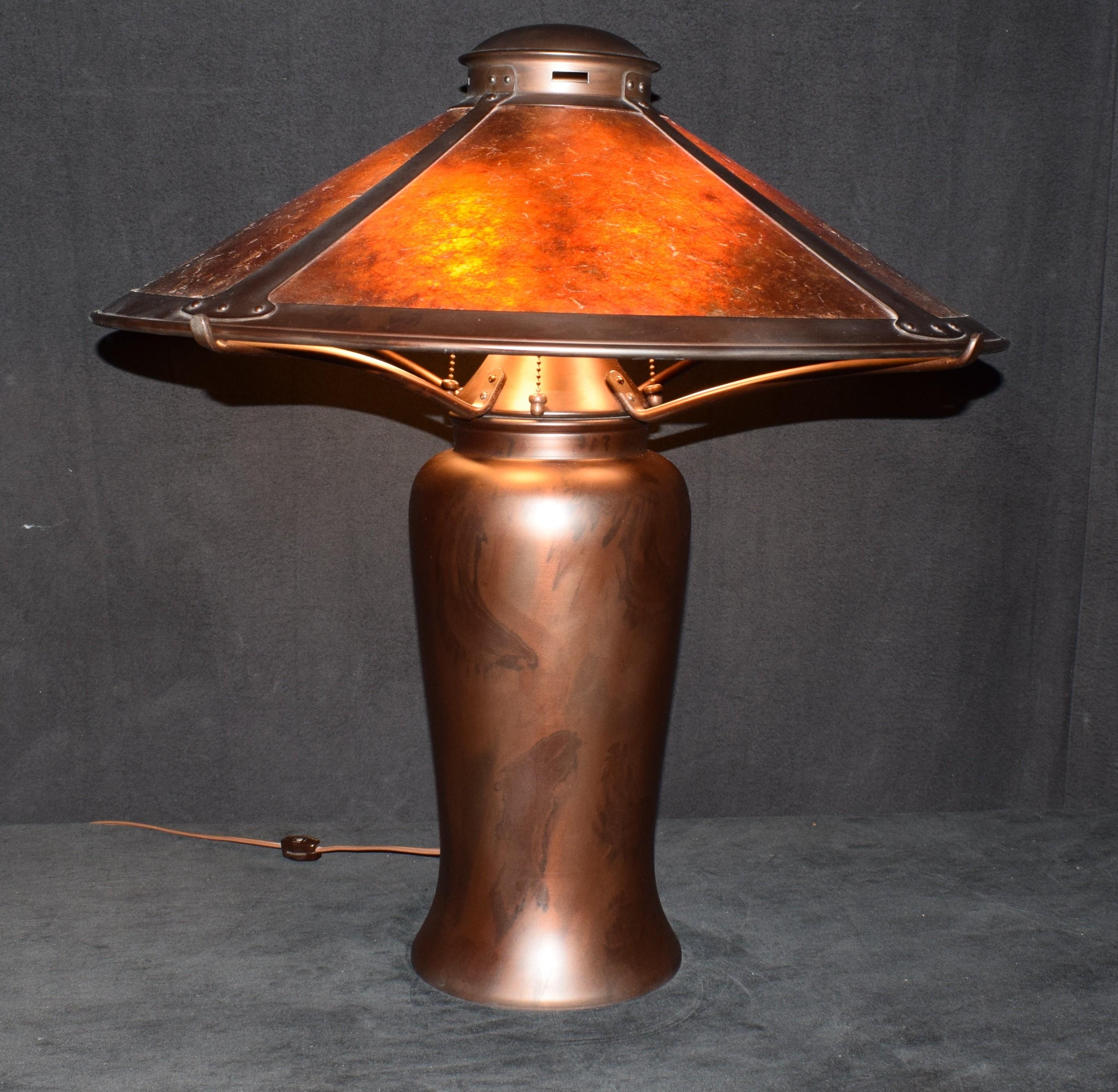 Lampe aus Kupfer und Mica-Lampe im Angebot 2