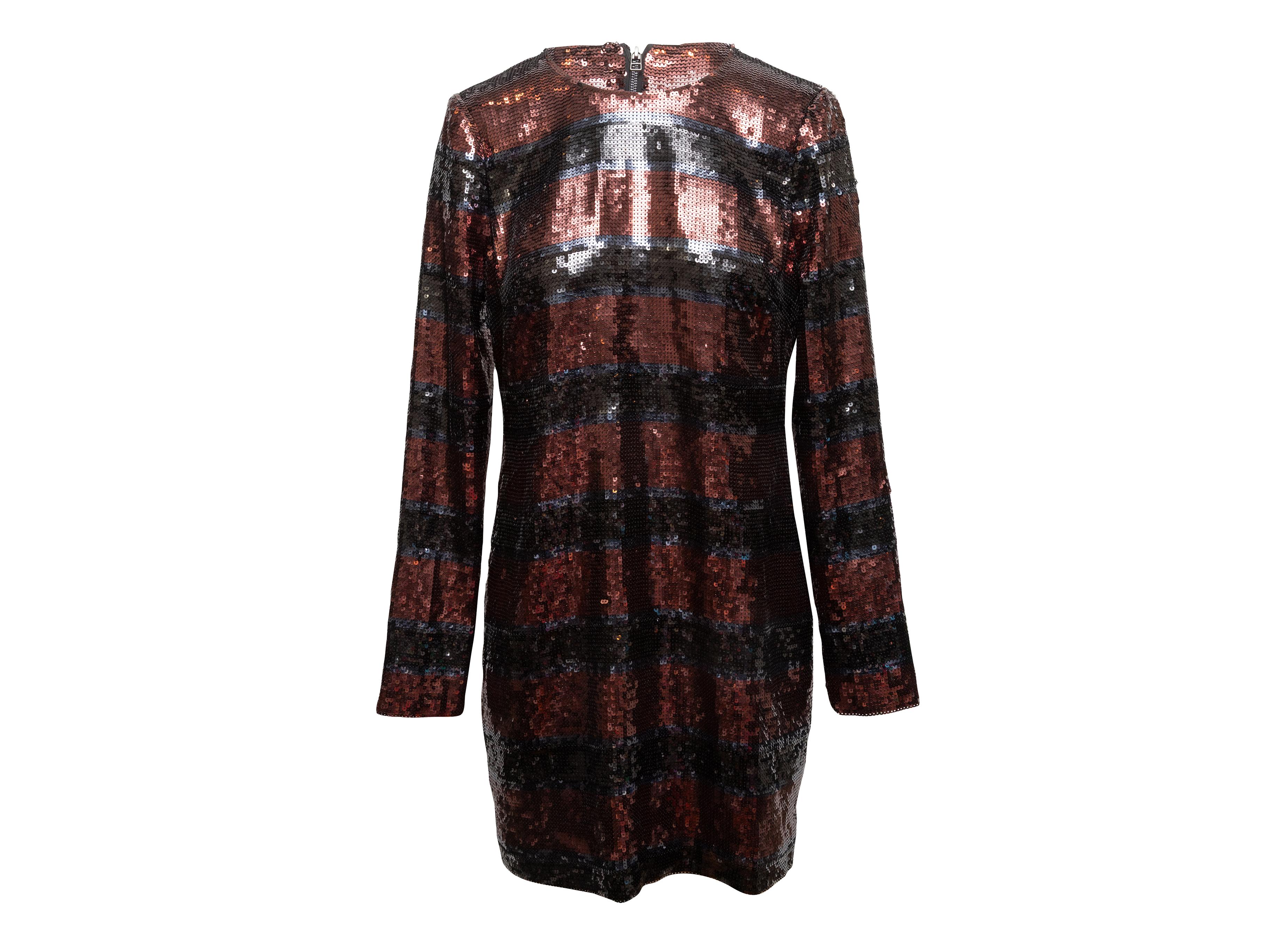Copper & Multicolor Veronica Beard Sequin Striped Dress Size US 10 Bon état - En vente à New York, NY