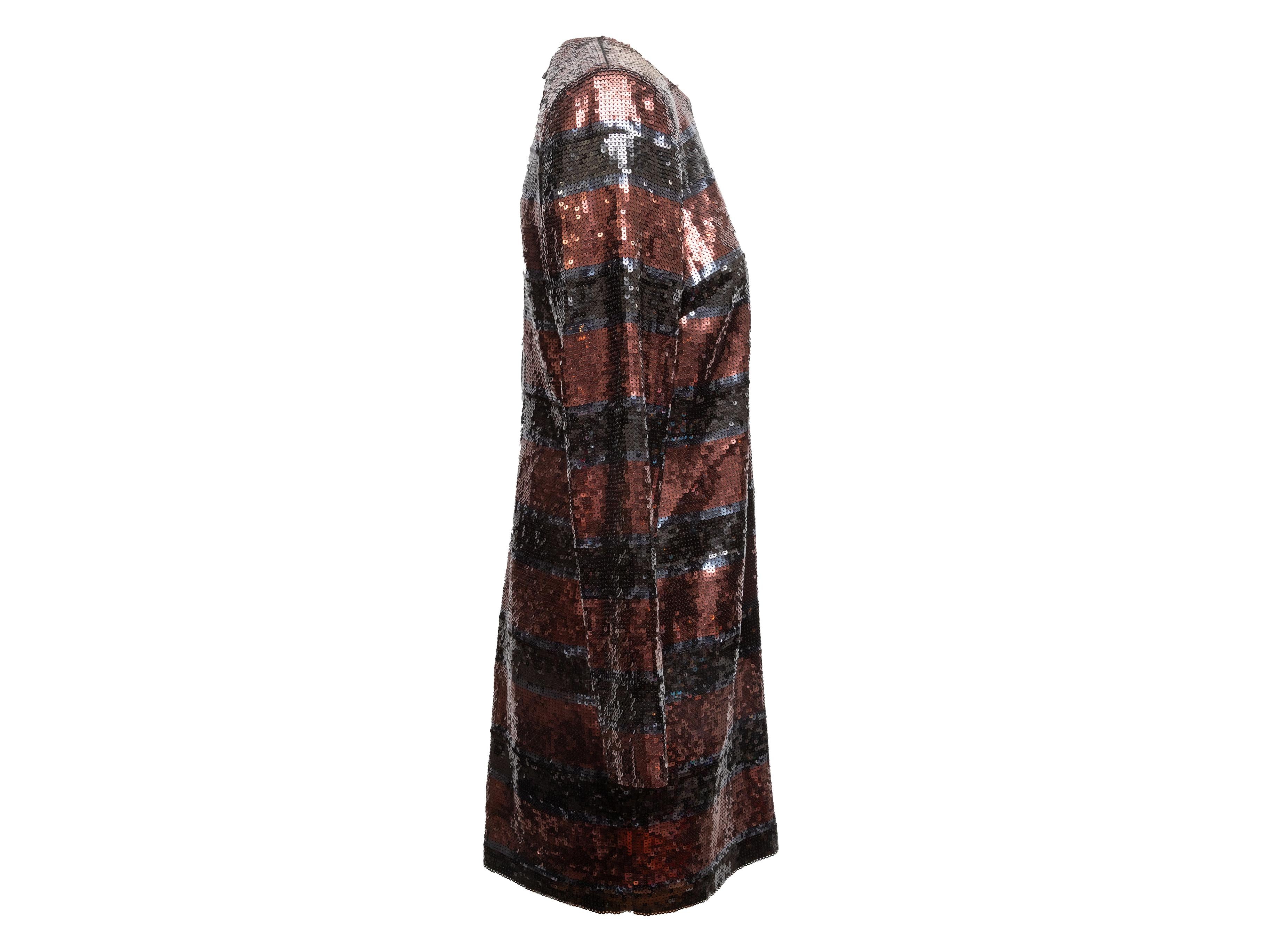 Copper & Multicolor Veronica Beard Sequin Striped Dress Size US 10 Pour femmes en vente