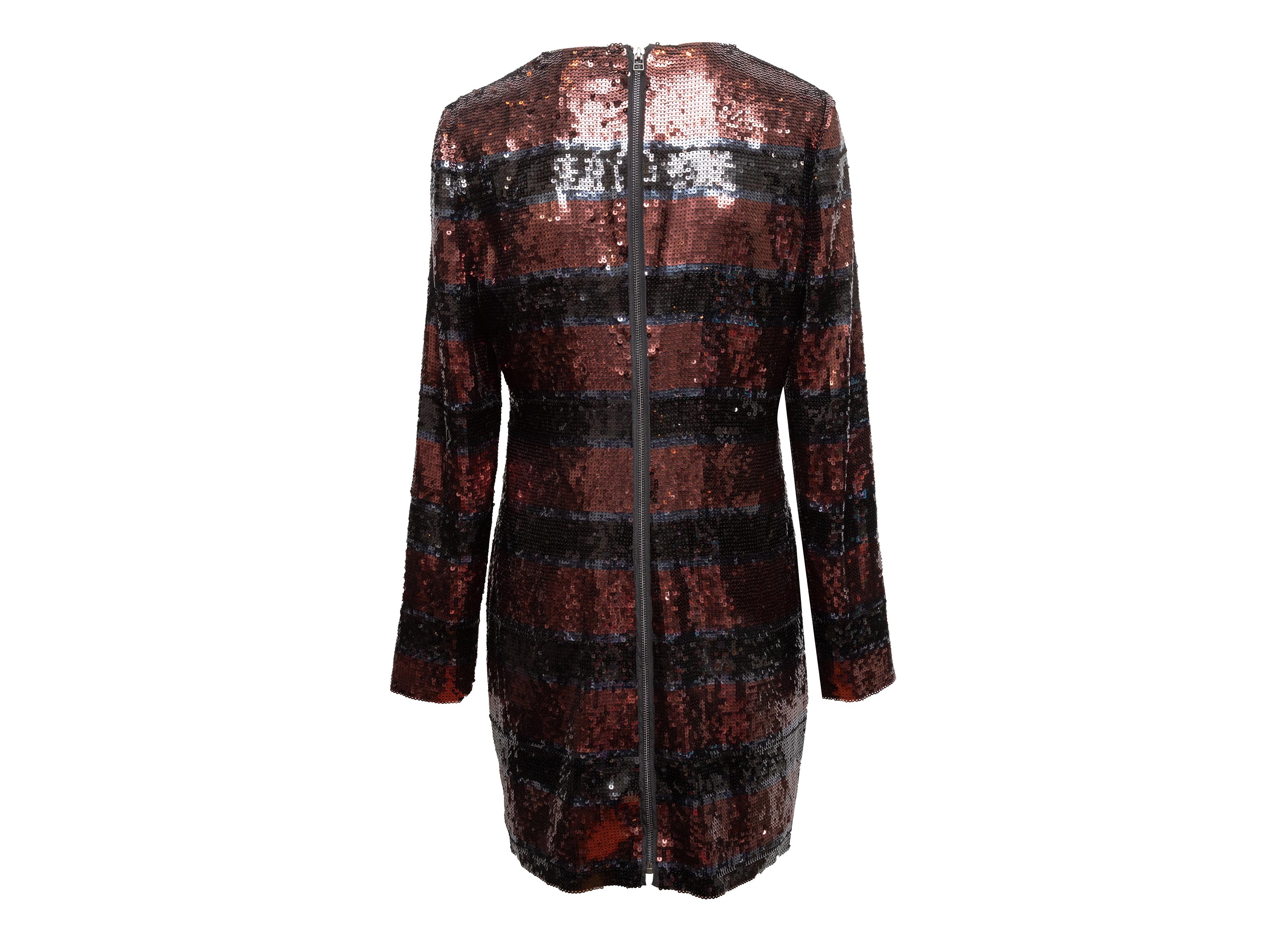 Copper & Multicolor Veronica Beard Sequin Striped Dress Size US 10 en vente 1
