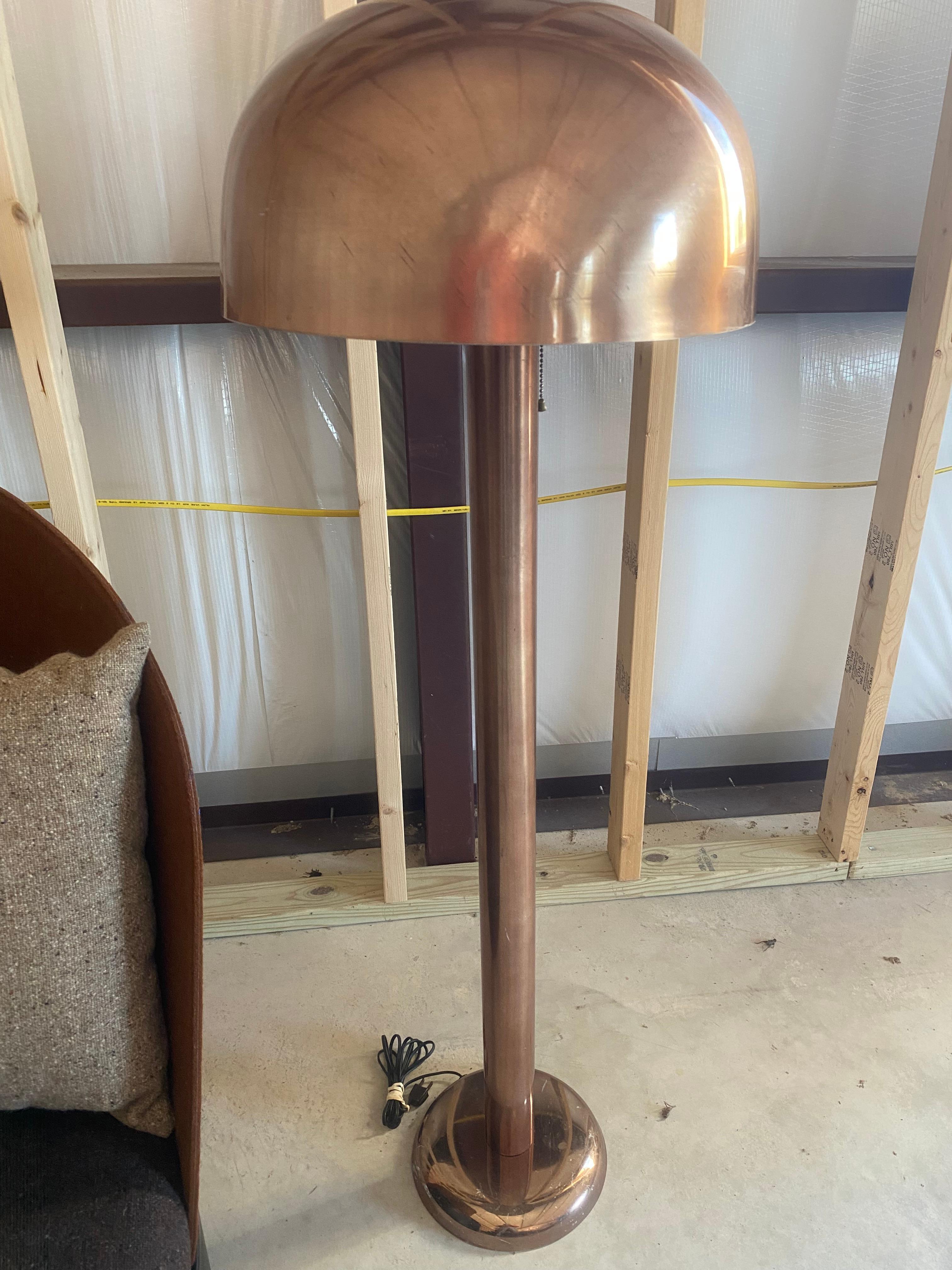 Minimalist Copper Mushroom Floor Lamp For Sale