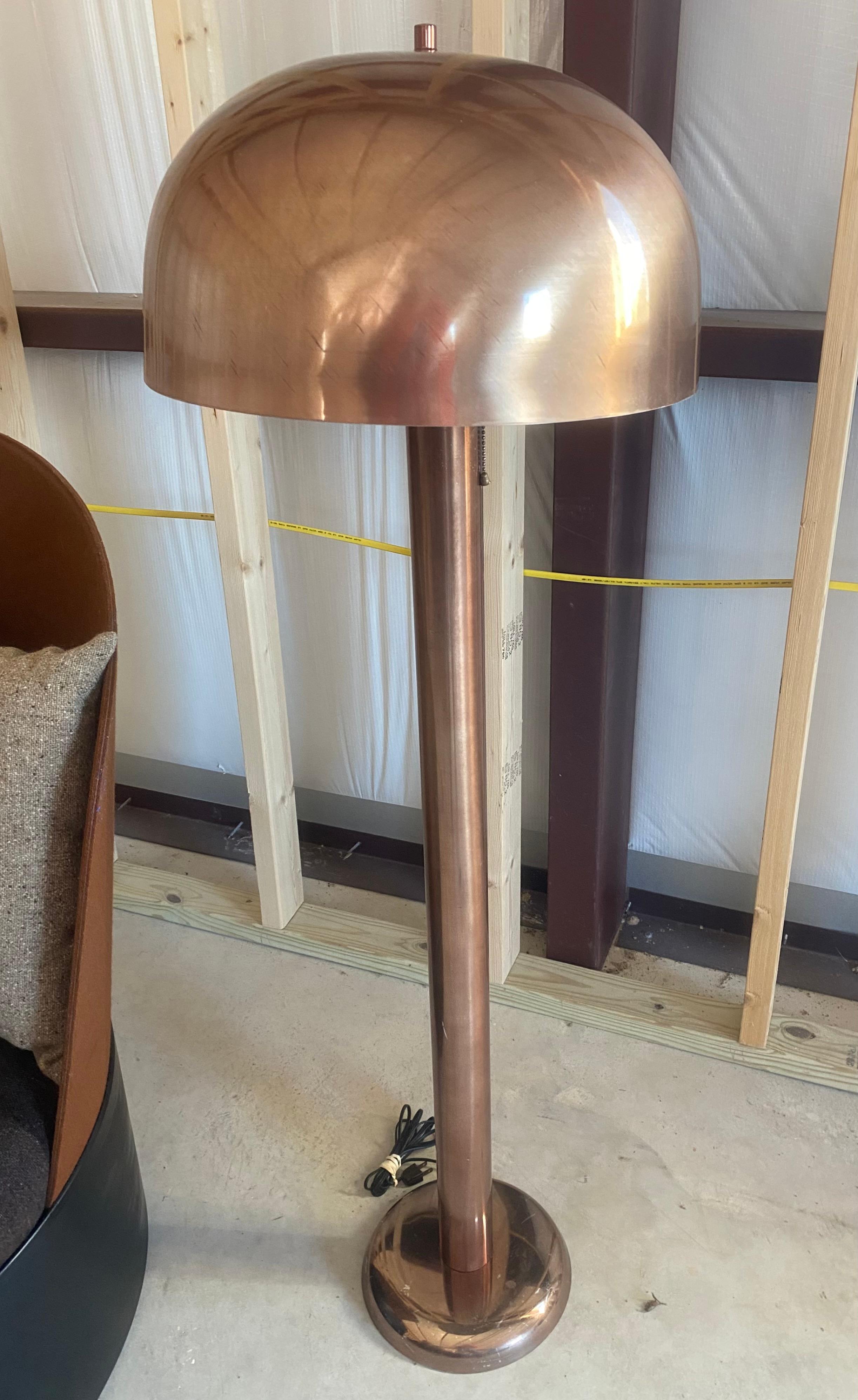 Hand-Crafted Copper Mushroom Floor Lamp For Sale
