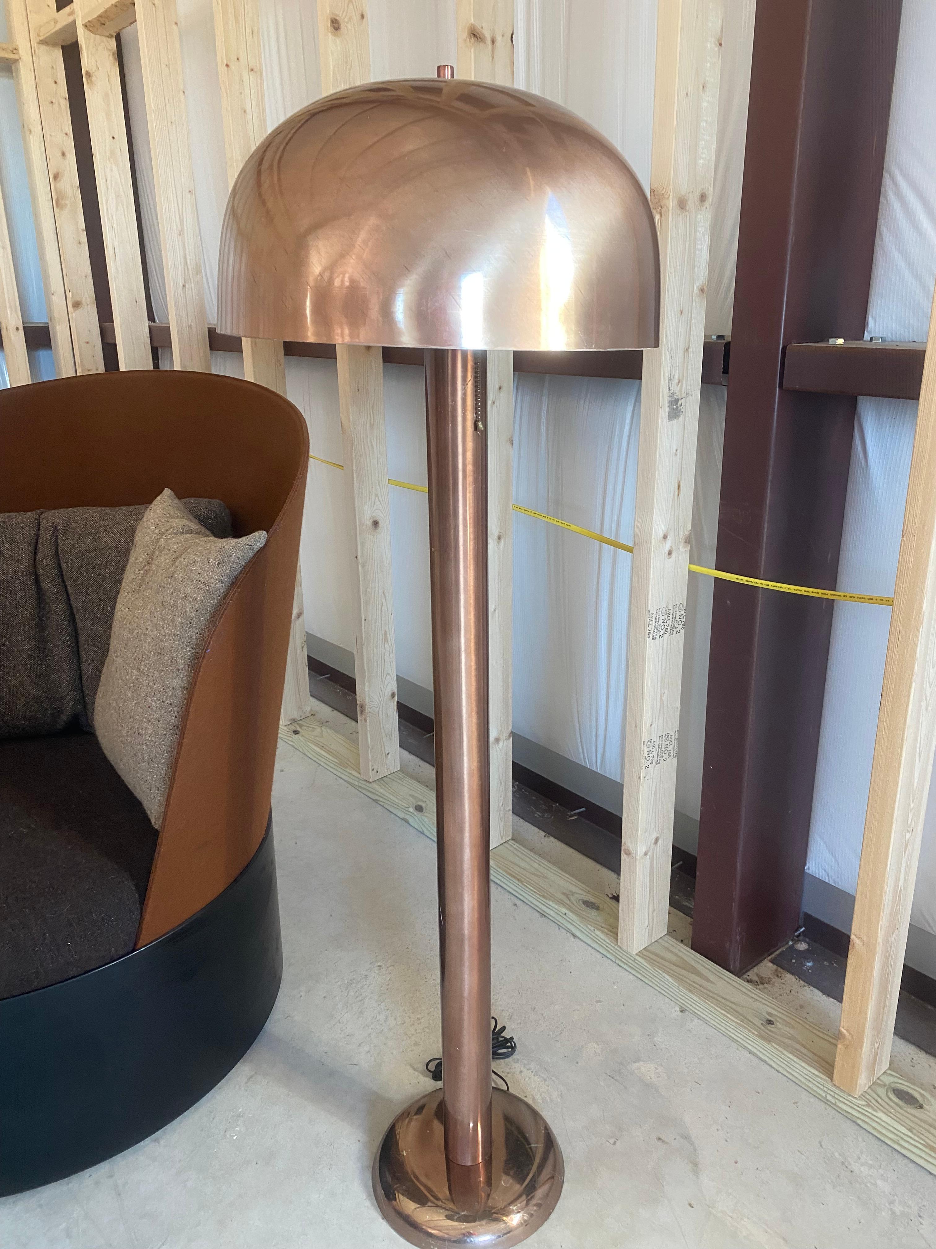 Copper Mushroom Floor Lamp In Good Condition For Sale In Round Top, TX
