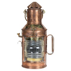 Used Copper Nautical Shutter Light with Fresnel Lens