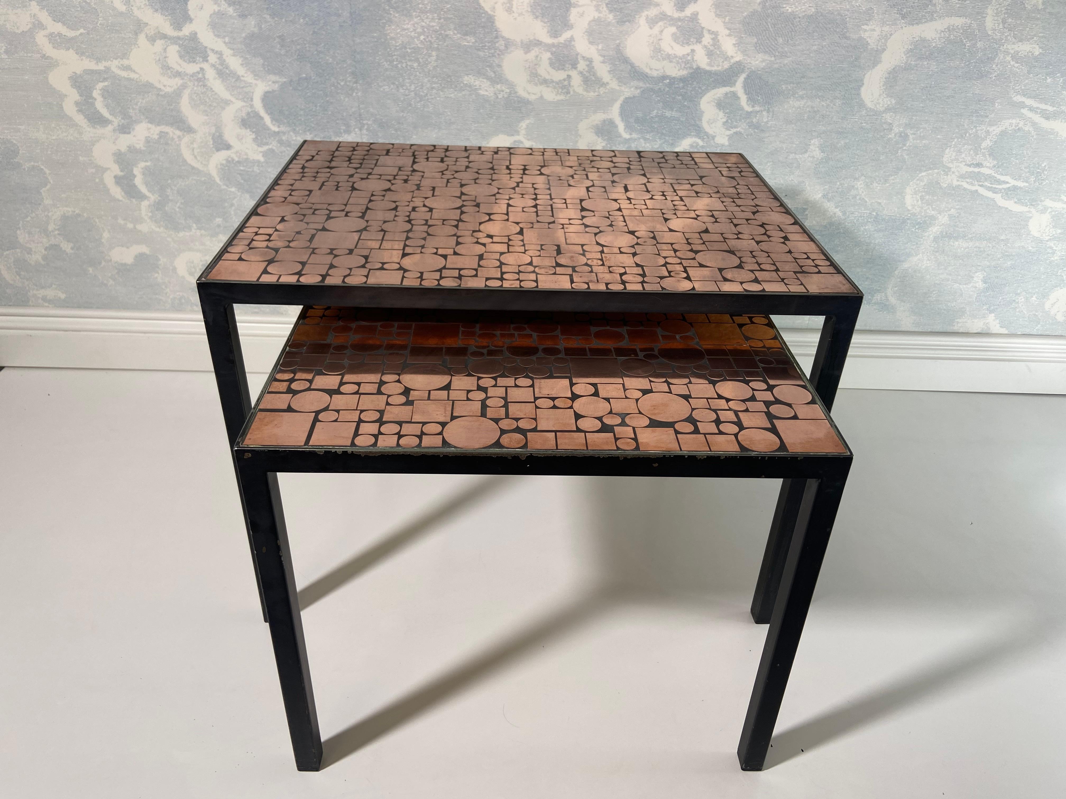 Copper Nesting Tables by Herbert Hirche for Rosenthal, Germany 1970s For Sale 5