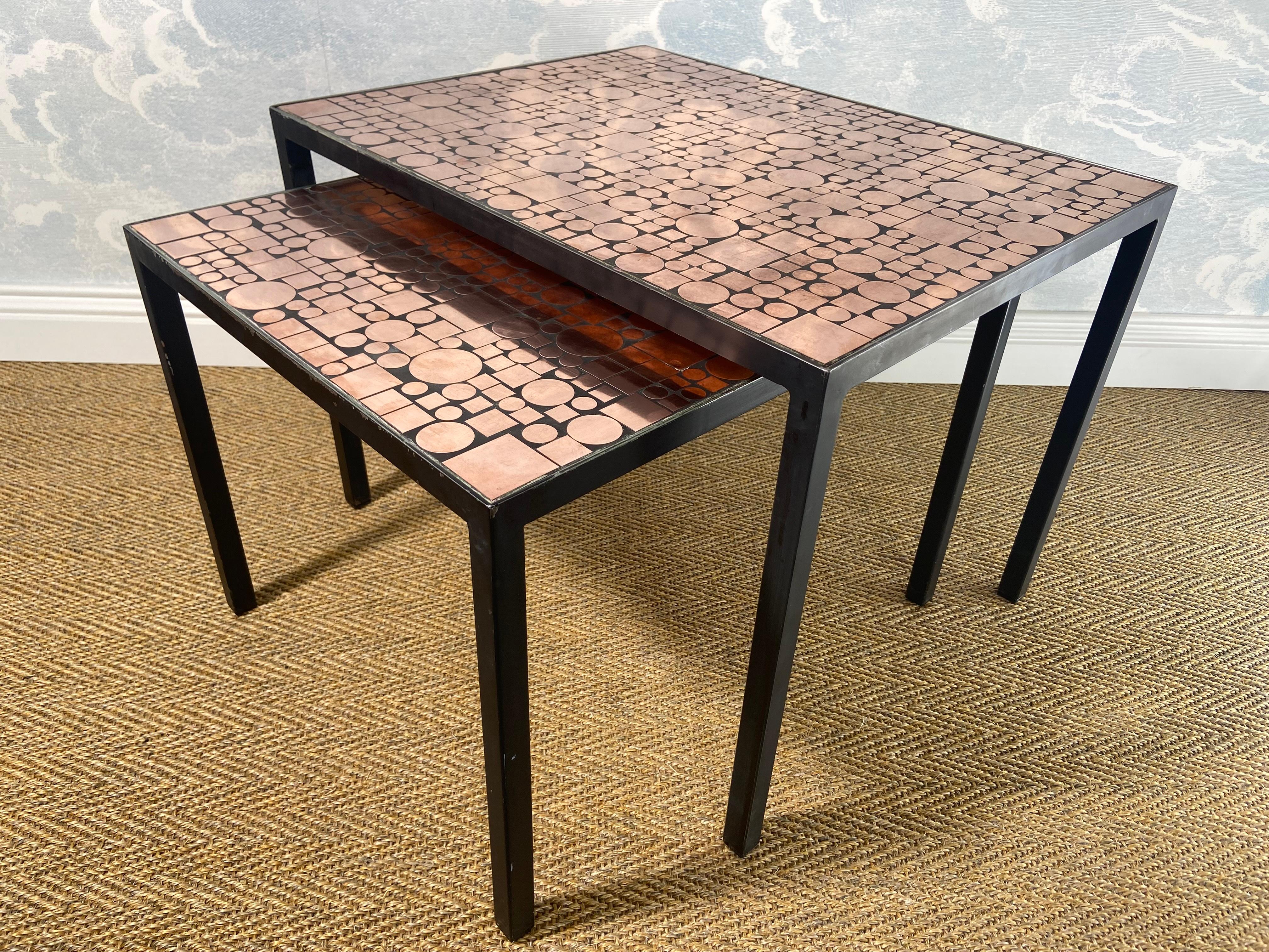 Copper Nesting Tables by Herbert Hirche for Rosenthal, Germany 1970s For Sale 6