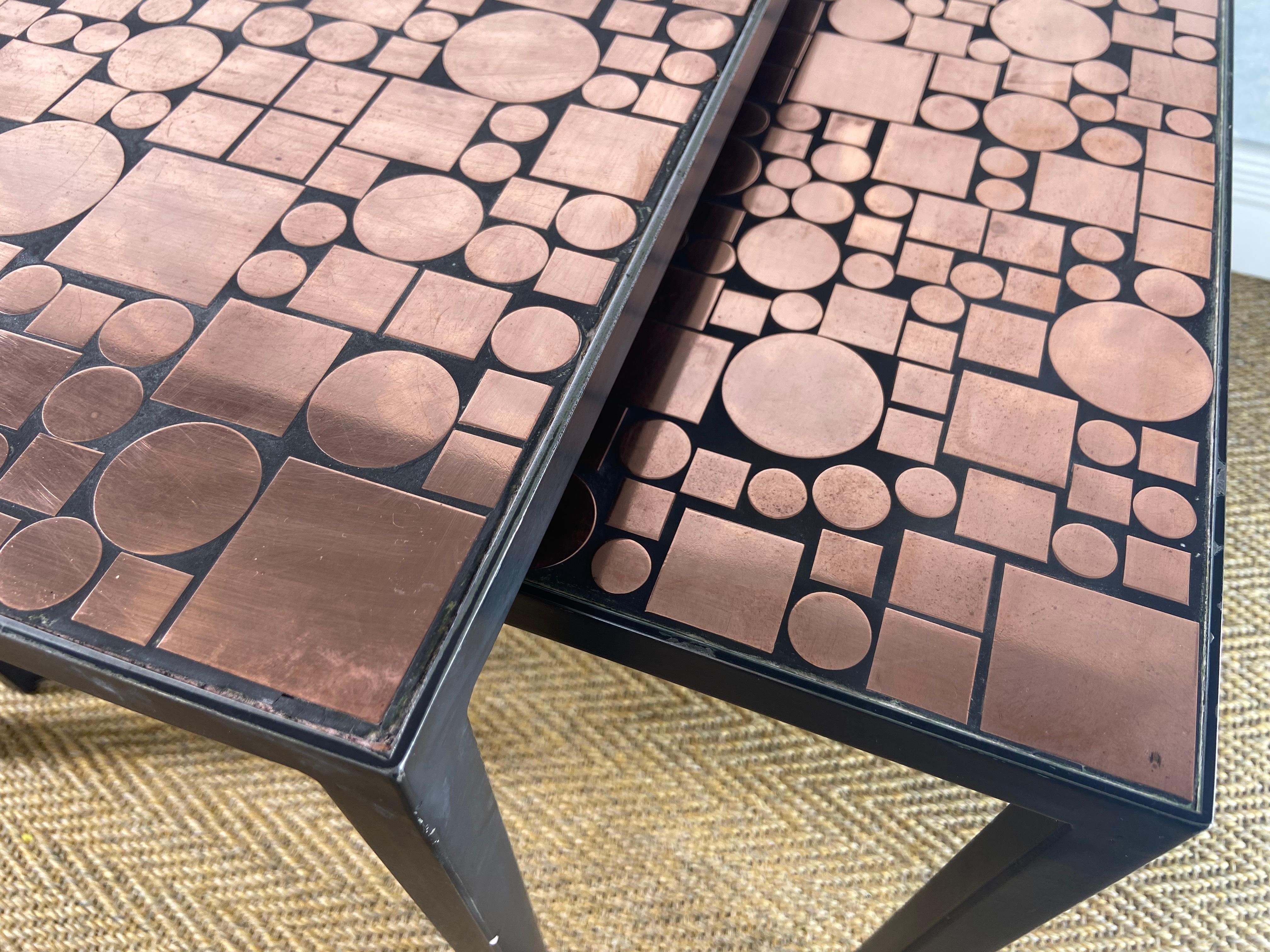 Copper Nesting Tables by Herbert Hirche for Rosenthal, Germany 1970s For Sale 8