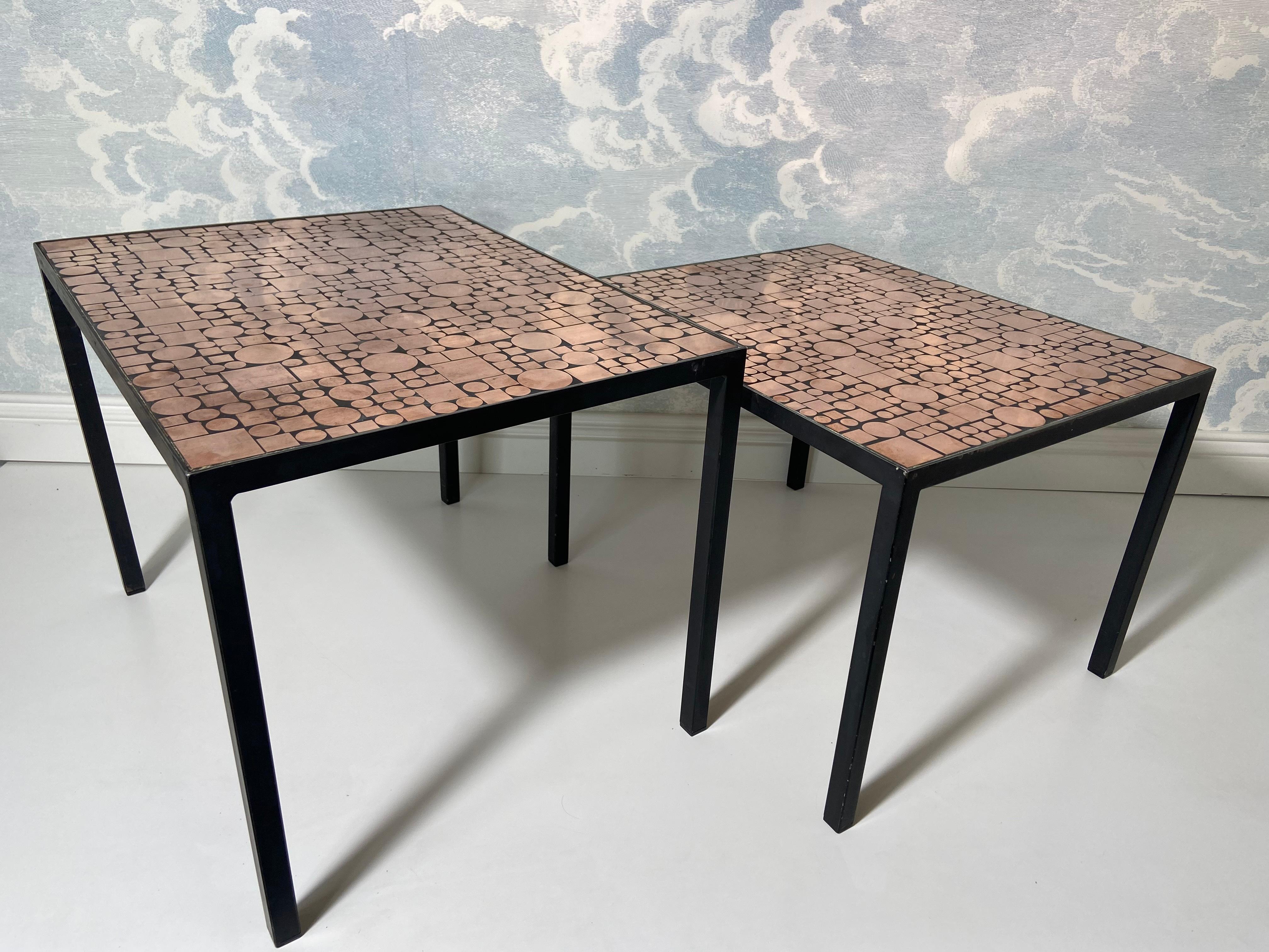Copper Nesting Tables by Herbert Hirche for Rosenthal, Germany 1970s For Sale 9