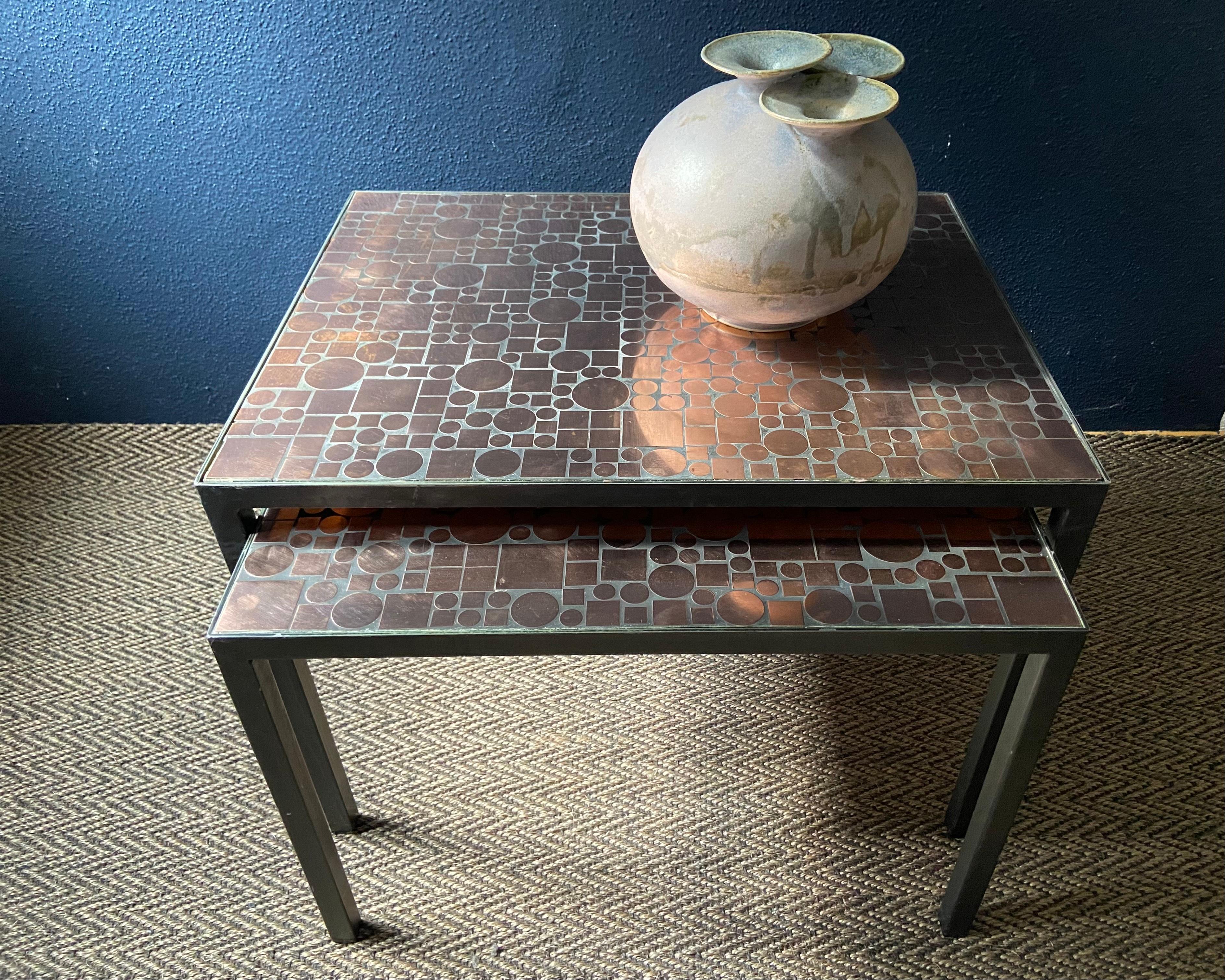 Copper Nesting Tables by Herbert Hirche for Rosenthal, Germany 1970s For Sale 1