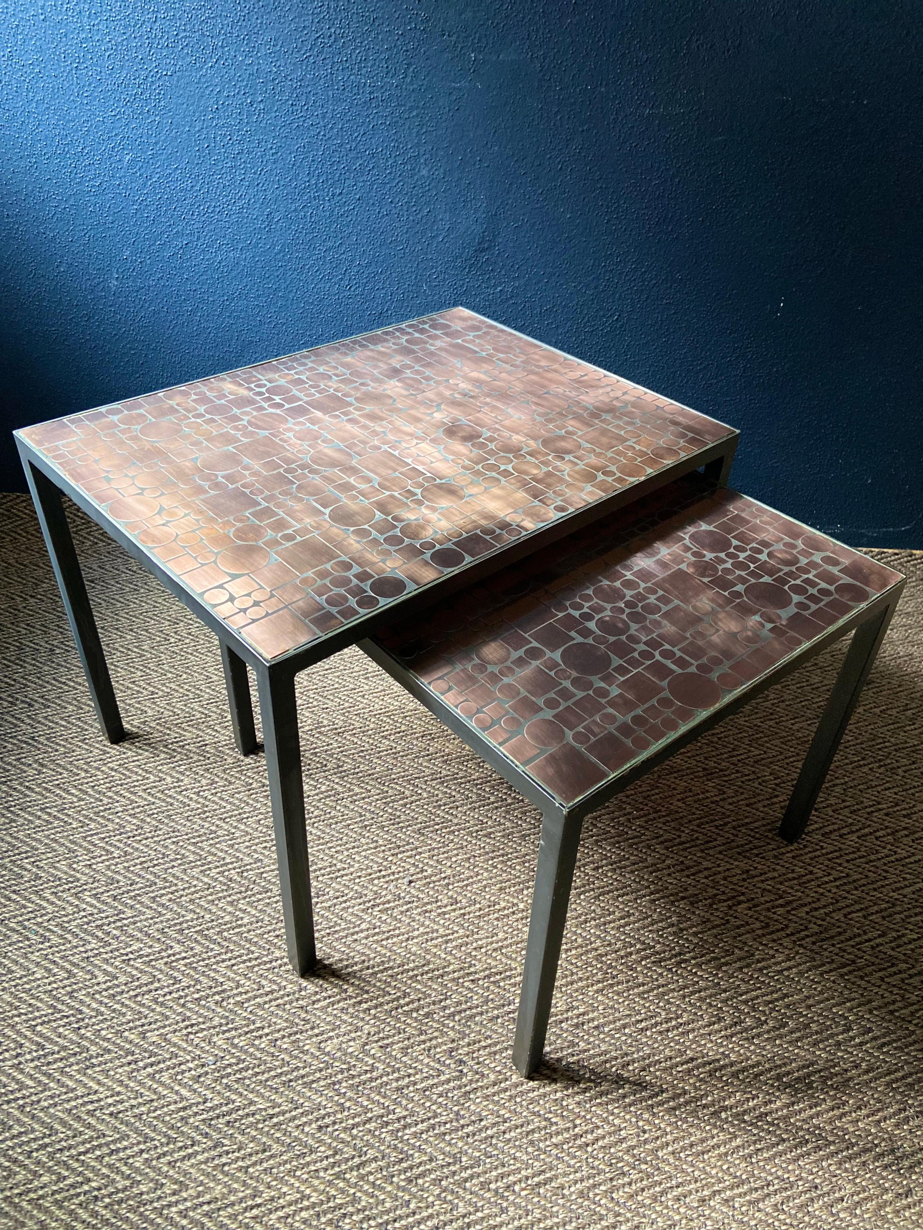 Copper Nesting Tables by Herbert Hirche for Rosenthal, Germany 1970s For Sale 2