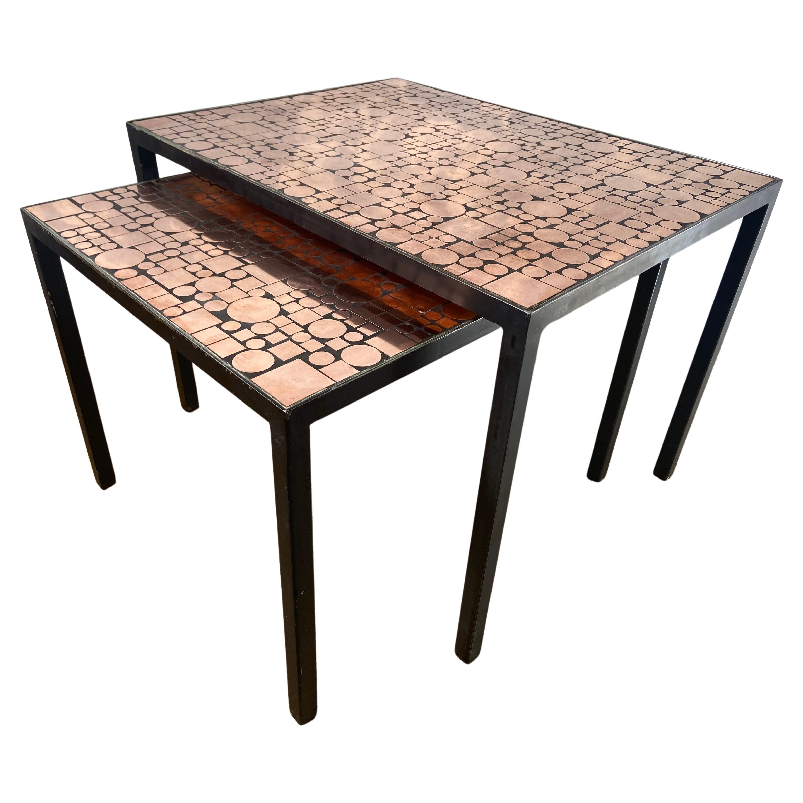 Mesas nido de cobre de Herbert Hirche para Rosenthal, Alemania Años 70