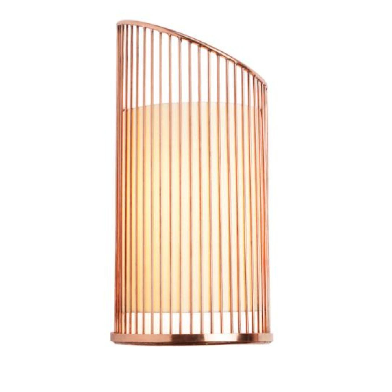Copper new spider wall lamp with copper ring by Dooq.
Dimensions: W 25x D 15x H 50cm.
Materials: lacquered metal, polished or brushed metal, copper.
abat-jour: cotton
Also available in different colors and materials.
