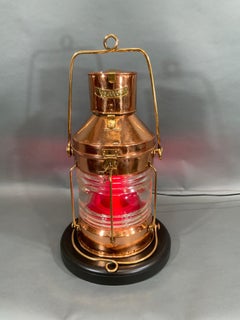 Copper "Not Under Command" Ship's Lantern with Glass Fresnel Lens by Meteorite