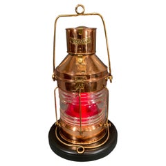Copper "Not Under Command" Ship's Lantern with Glass Fresnel Lens by Meteorite
