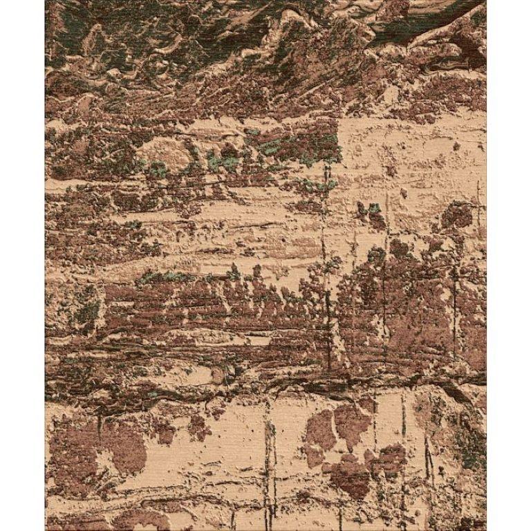 Wool Copper Oil Rug by TEMPLE For Sale