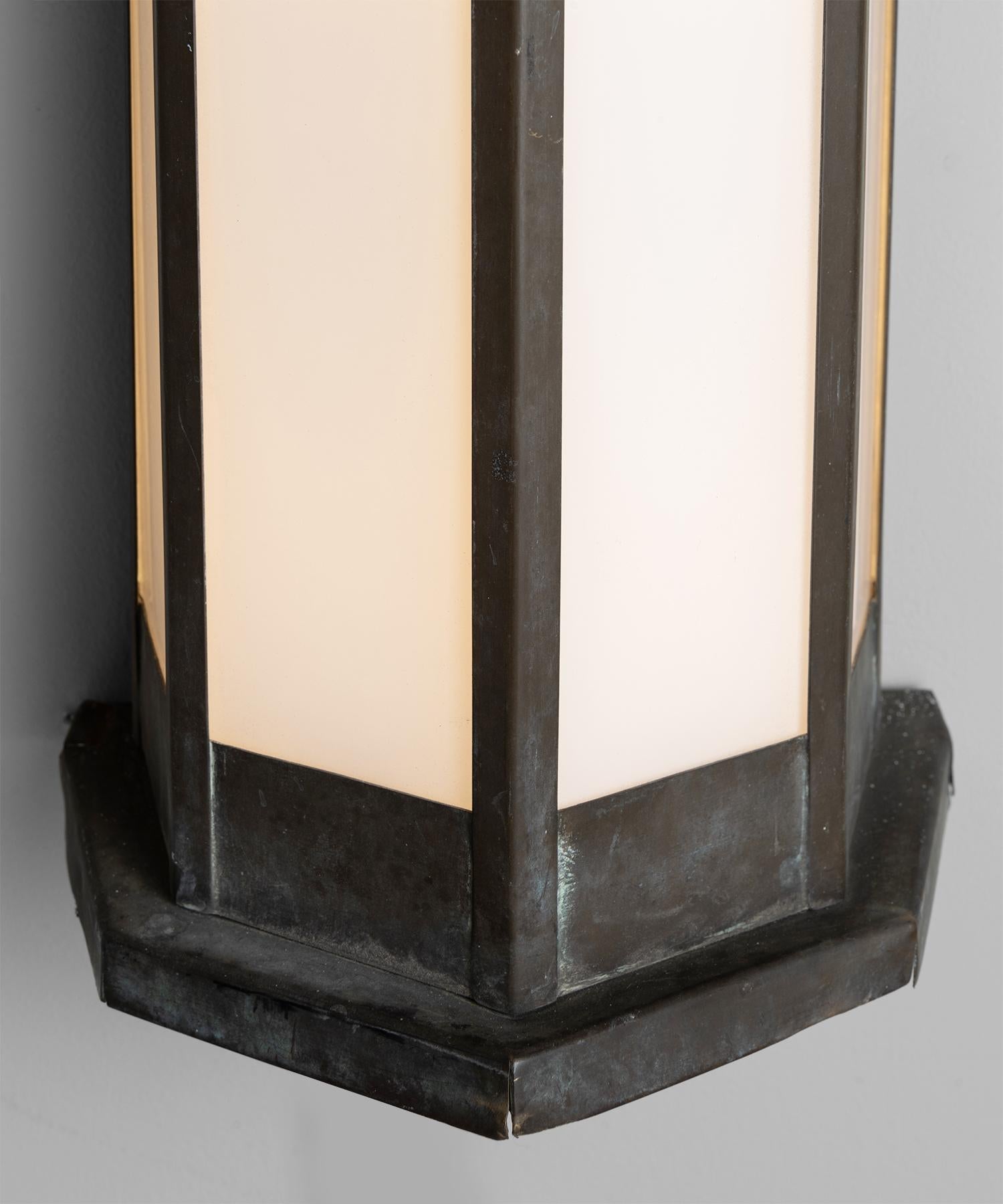 Mid-20th Century Copper and Opaline Glass Sconce, England, 1930