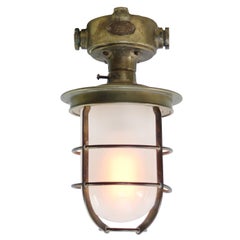 Copper Opaline Glass Vintage Industrial Nautical Ceiling Light Flush Mount