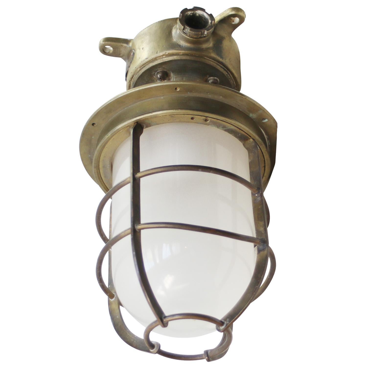 Frosted Copper Opaline Glass Vintage Industrial Nautical Ceiling Light Flush Mount