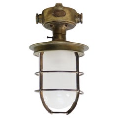 Copper Opaline Glass Vintage Industrial Nautical Ceiling Light Flush Mount