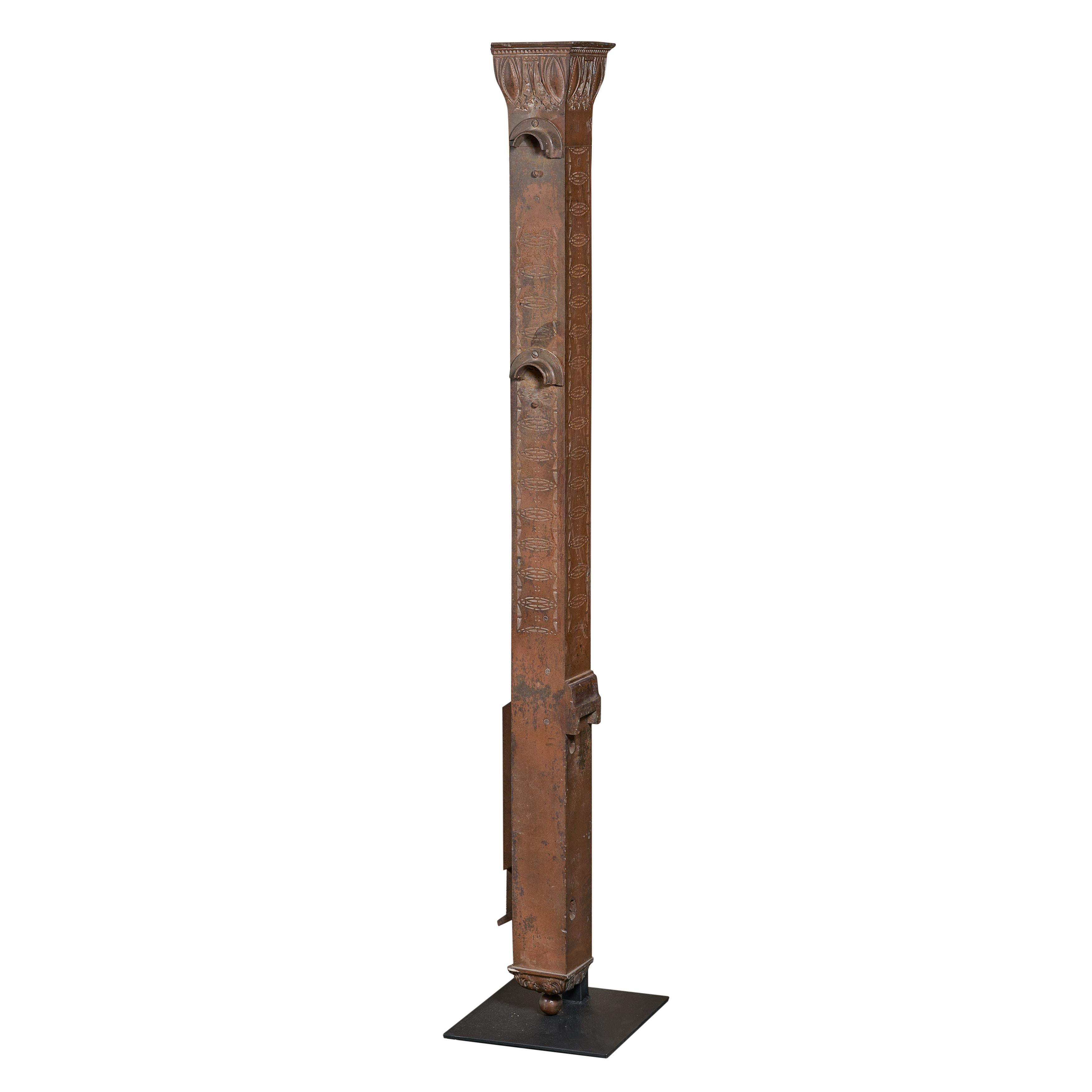 Copper over Cast Iron Newel Post from the Chicago Stock Exchange In Good Condition For Sale In Round Top, TX