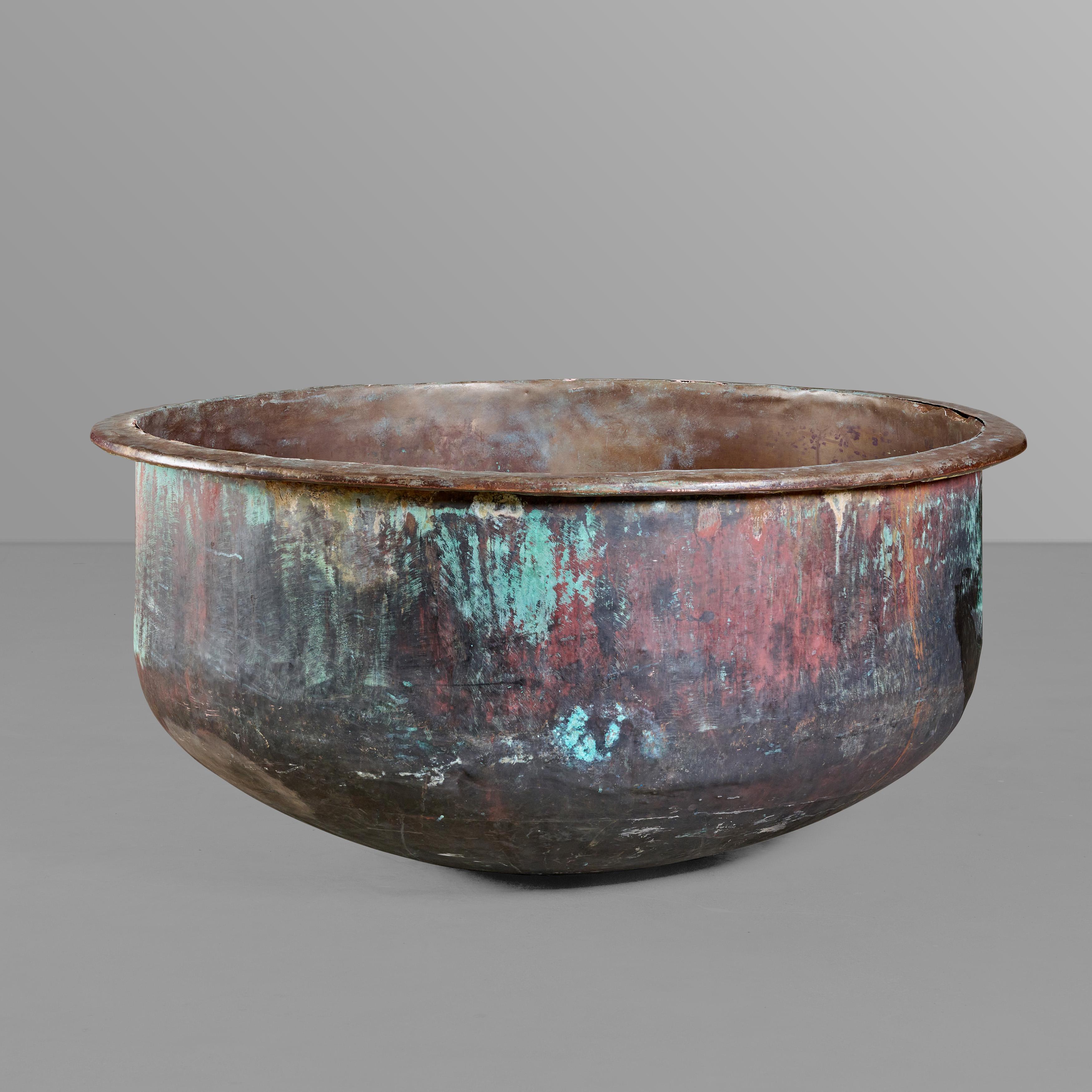 Français Copper Oversized Cheese / Fromage Vat en vente