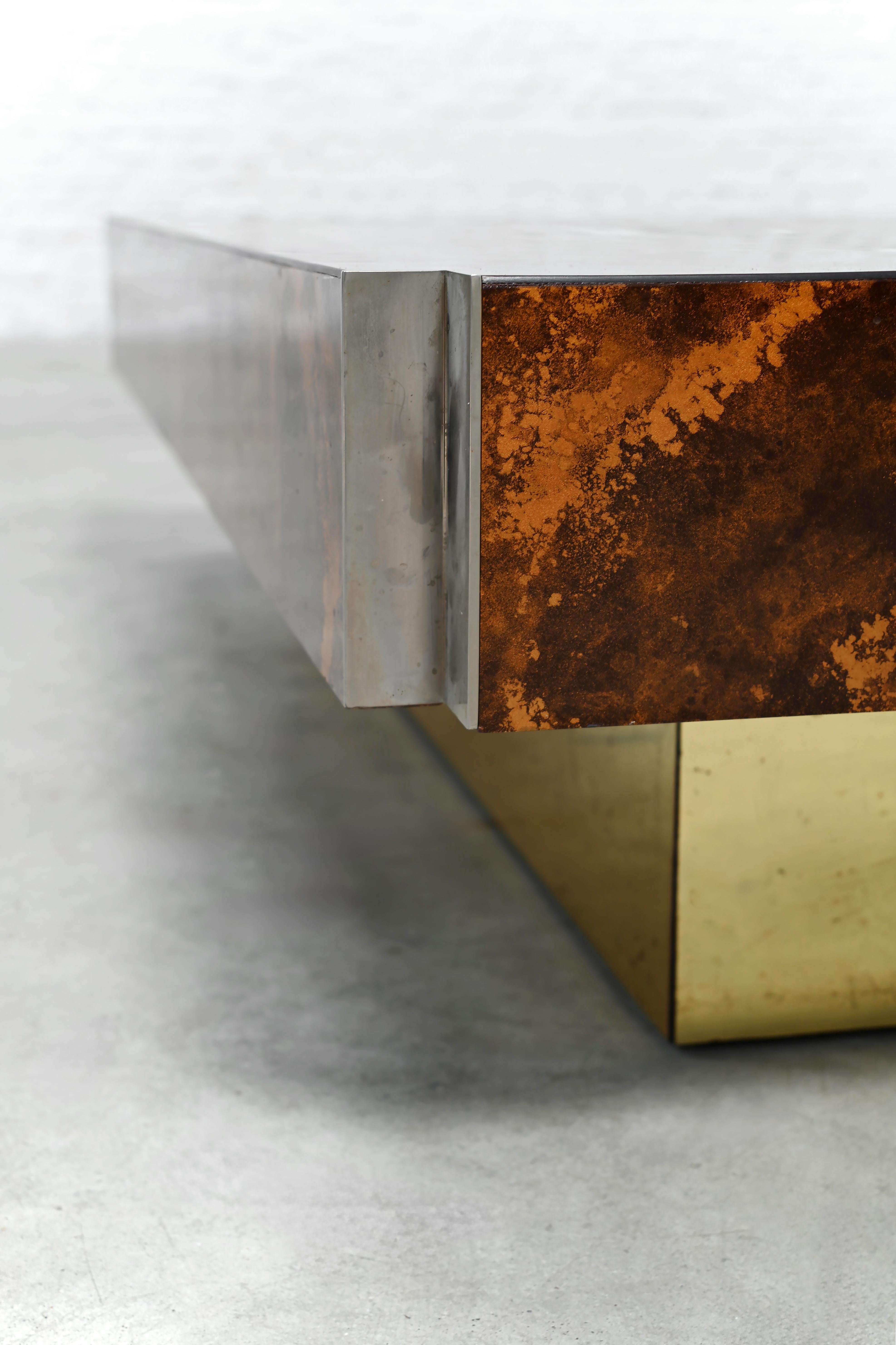 Mid-Century Modern Copper Oxide Coffee Table by Guy LeFevre for Roche Bobois, 1970's For Sale