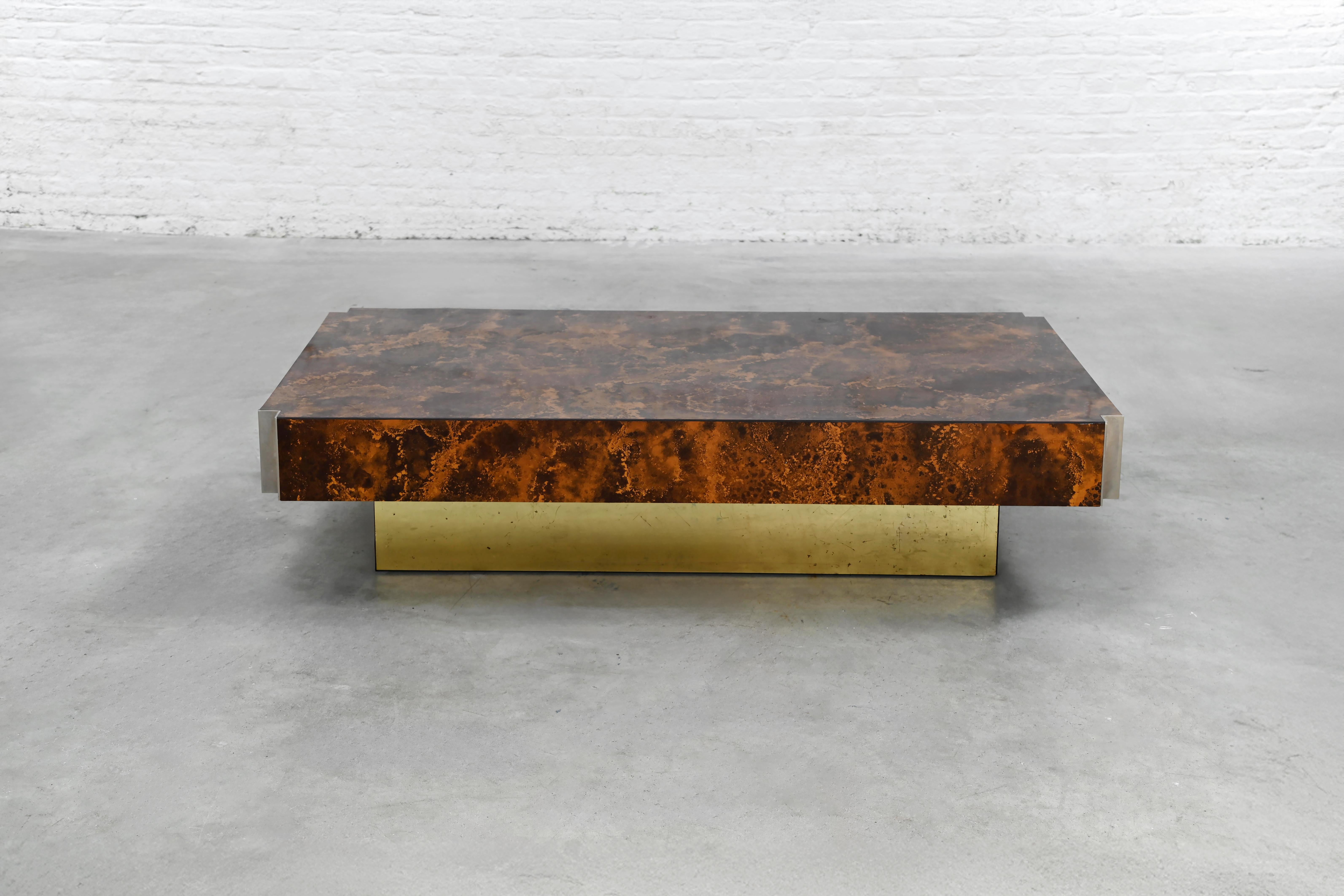 French Copper Oxide Coffee Table by Guy LeFevre for Roche Bobois, 1970's For Sale