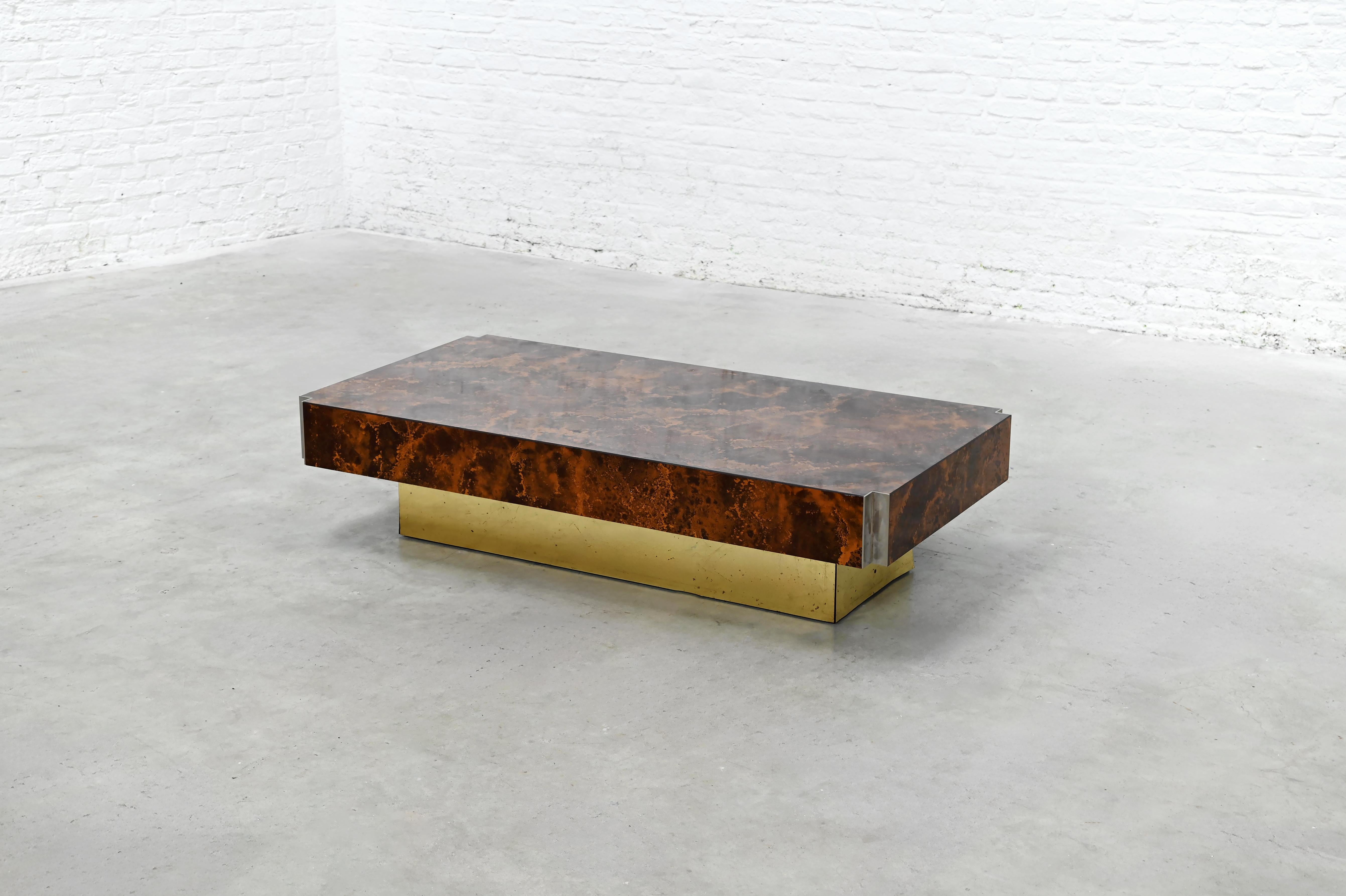 Copper Oxide Coffee Table by Guy LeFevre for Roche Bobois, 1970's In Good Condition For Sale In Antwerp, Antwerp