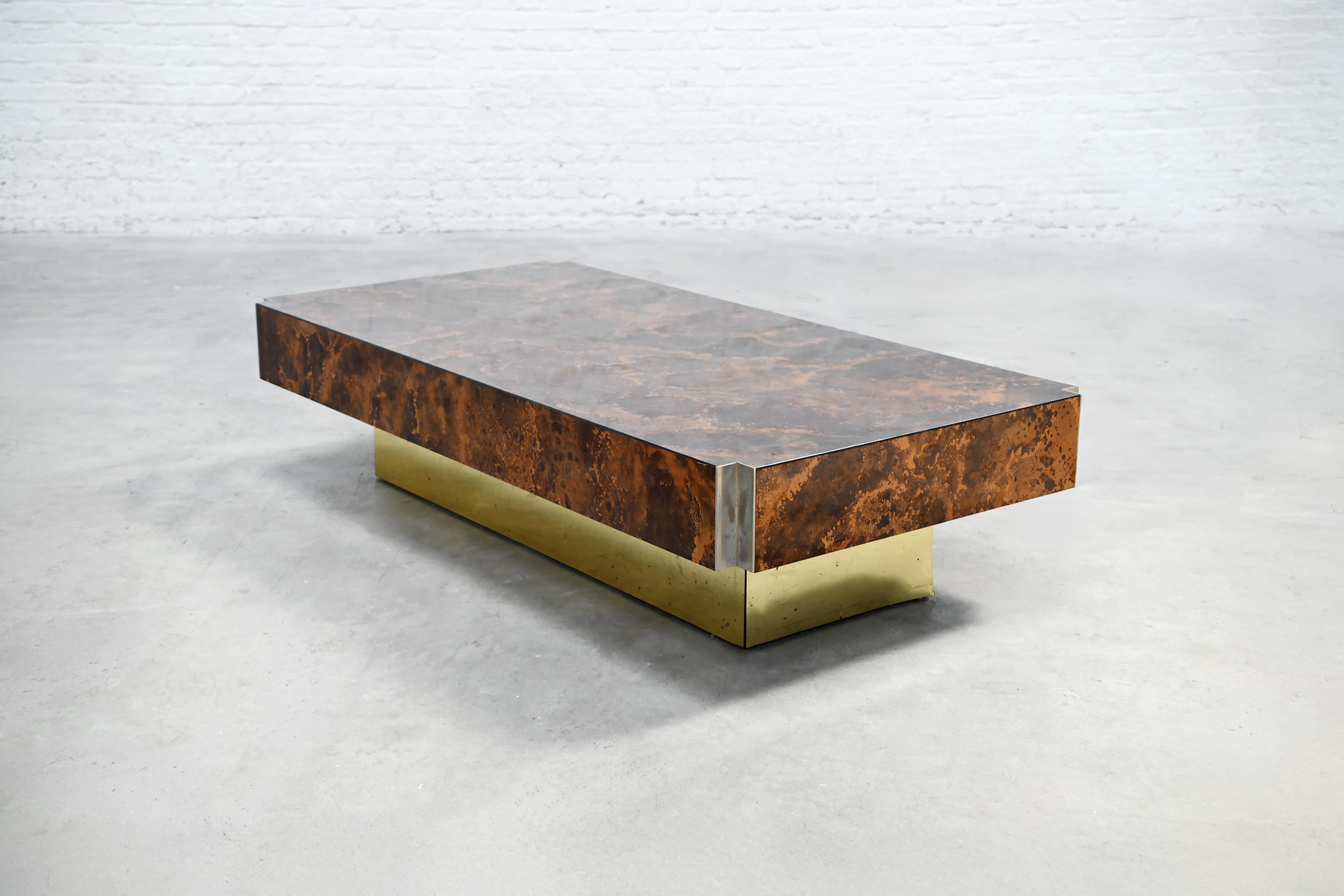 Late 20th Century Copper Oxide Coffee Table by Guy LeFevre for Roche Bobois, 1970's For Sale