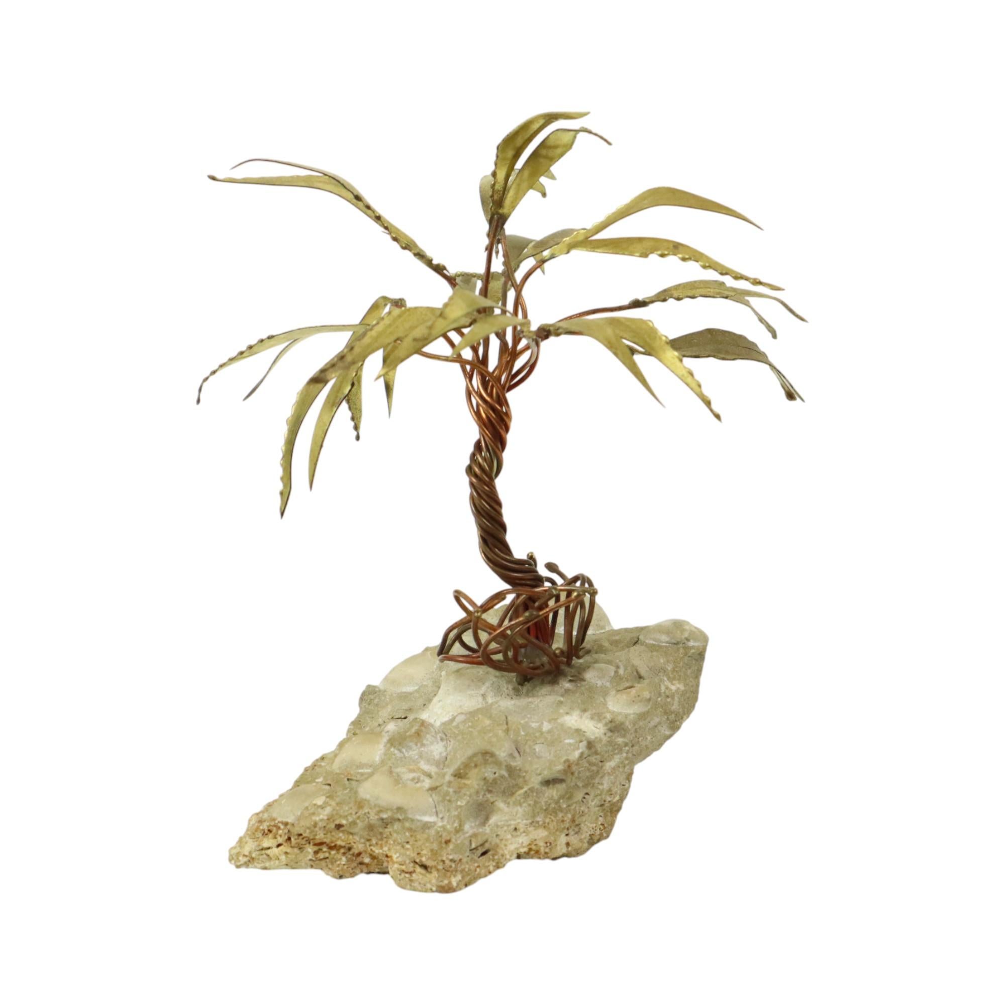 Scultura in rame di palma su roccia Daniel d'Haeseleer 17 cm in vendita 2