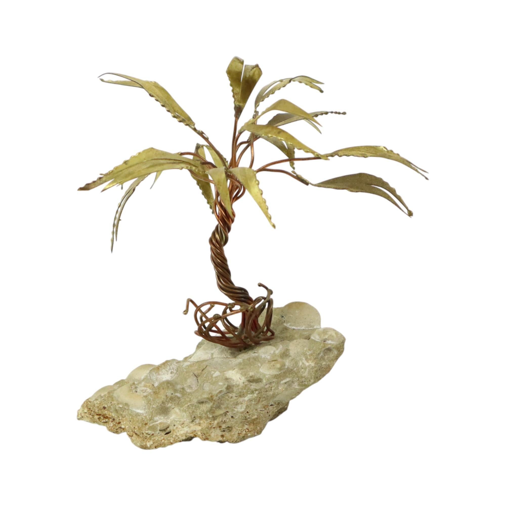 Belga Scultura in rame di palma su roccia Daniel d'Haeseleer 17 cm in vendita