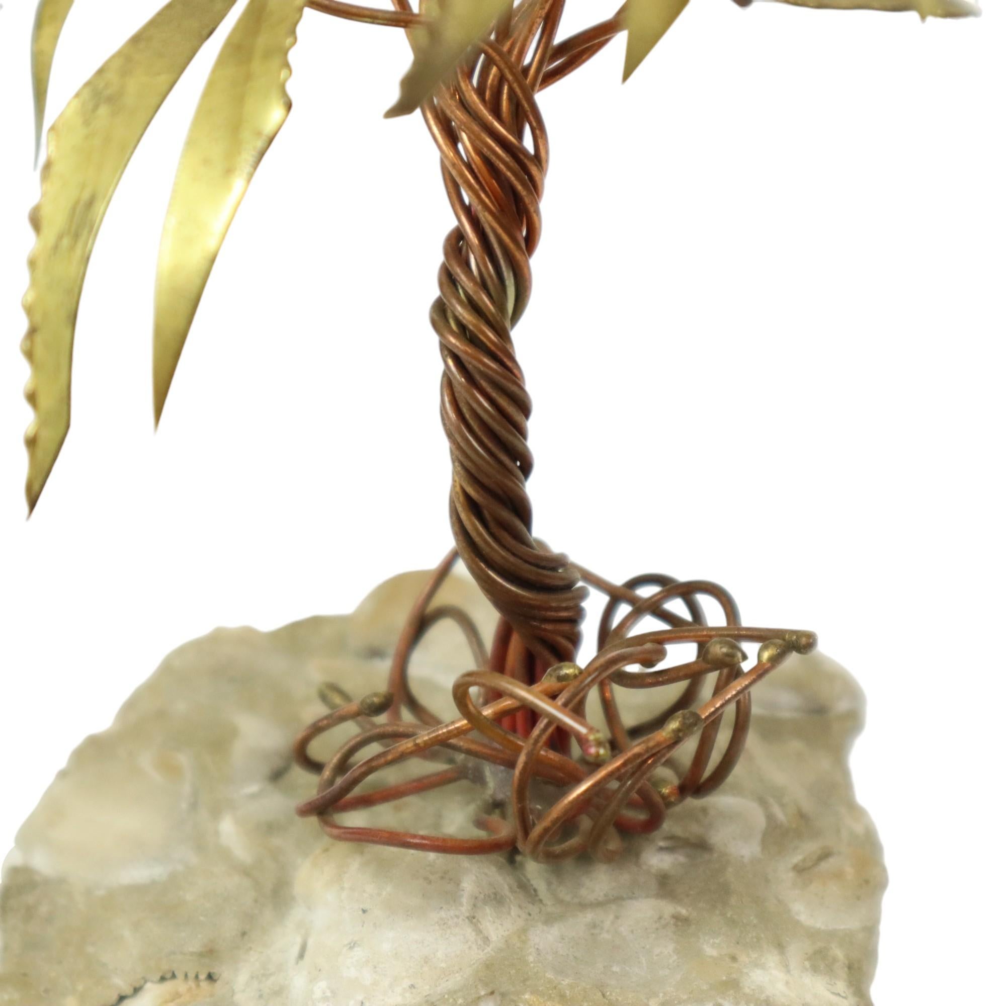 Fine XX secolo Scultura in rame di palma su roccia Daniel d'Haeseleer 17 cm in vendita