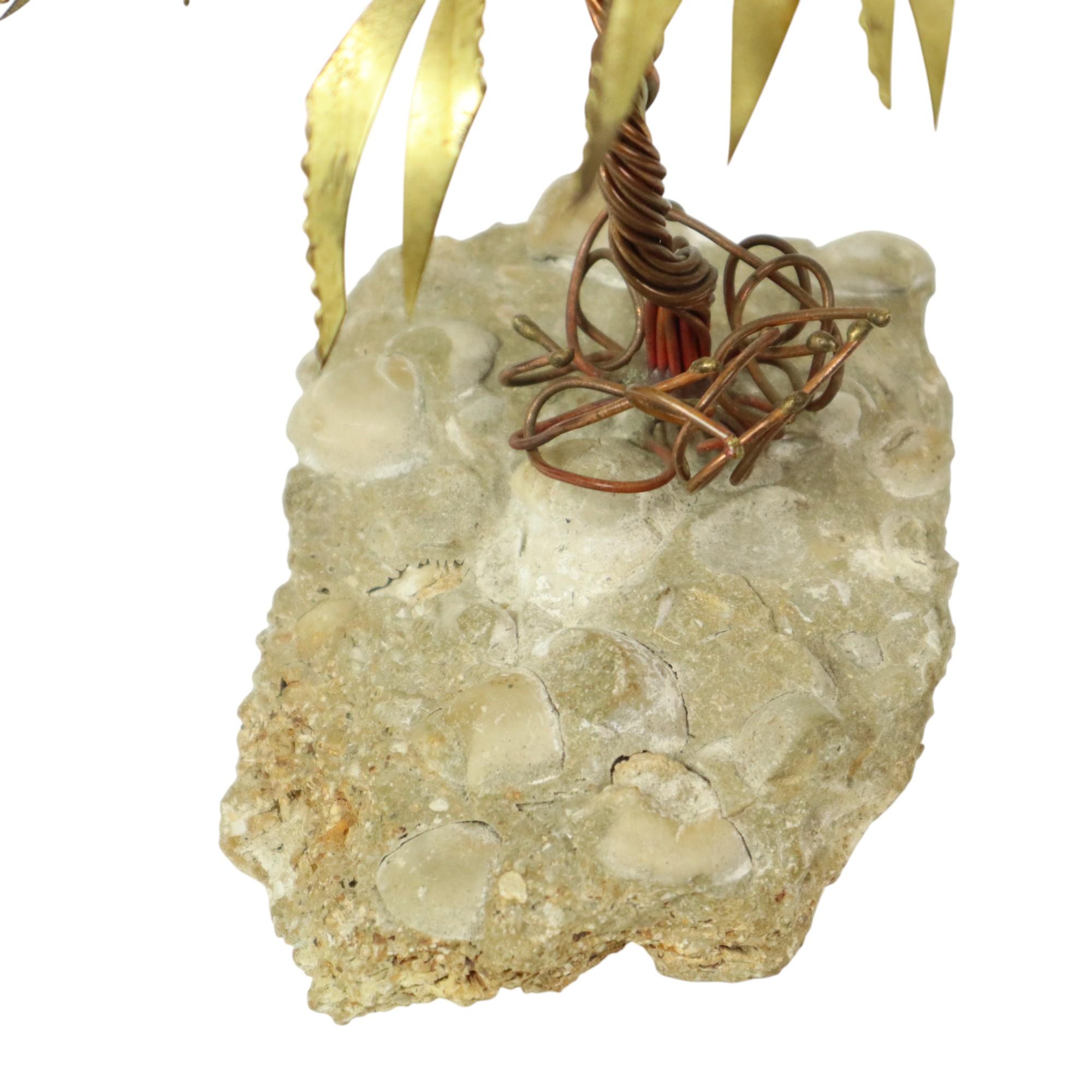 Ottone Scultura in rame di palma su roccia Daniel d'Haeseleer 17 cm in vendita