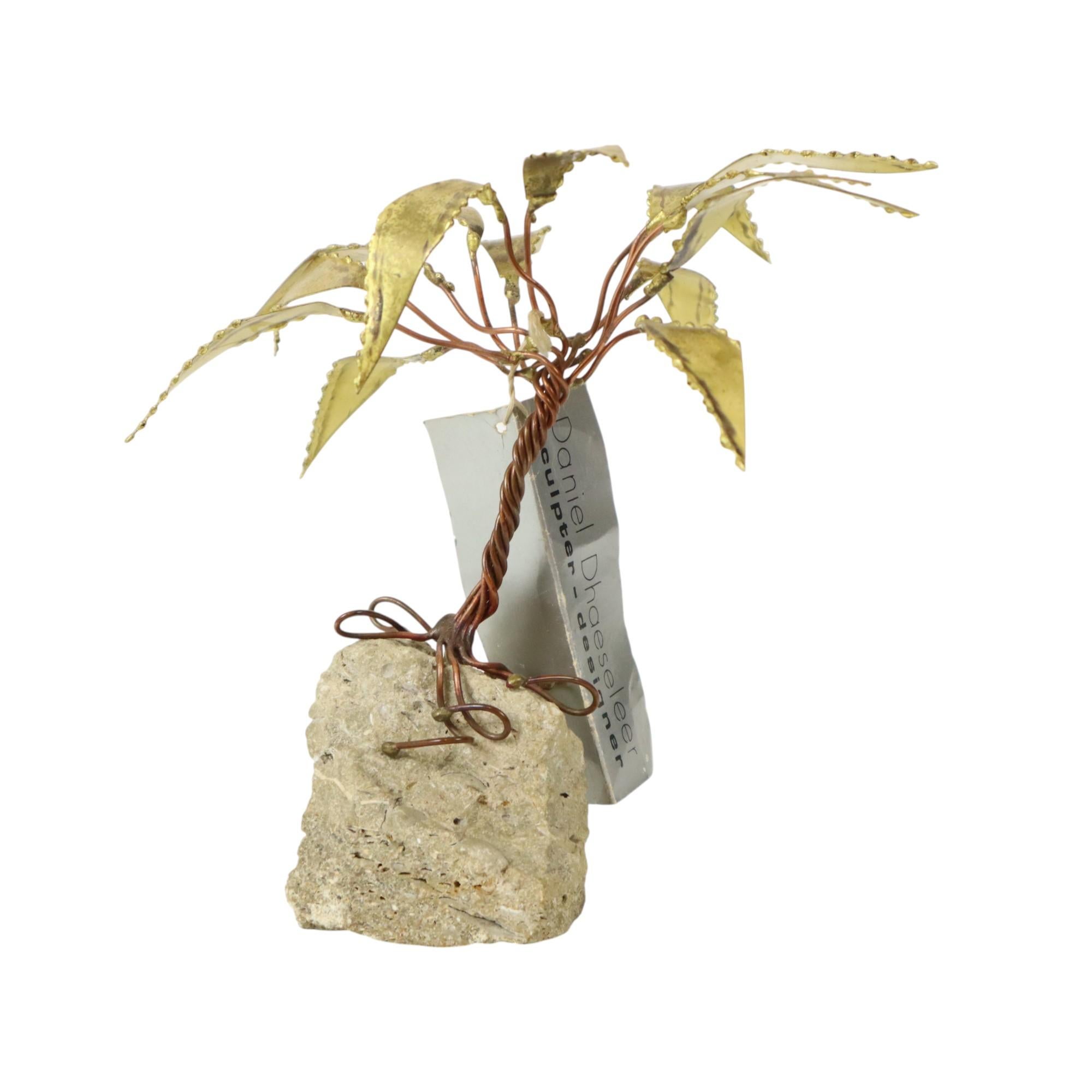 Kupferpalme auf Felsen Skulptur Daniel d'Haeseleer 18cm im Angebot 3