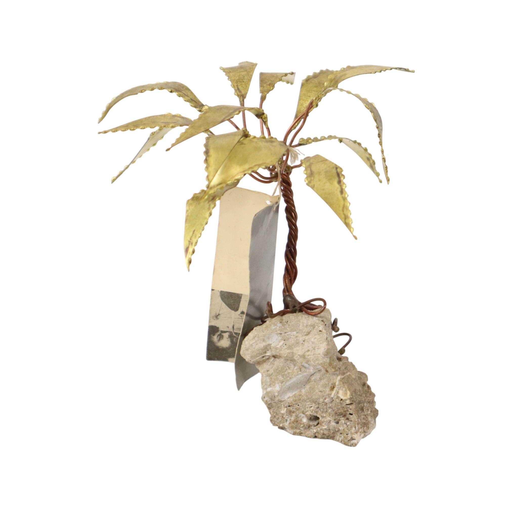 Kupferpalme auf Felsen Skulptur Daniel d'Haeseleer 18cm (Moderne der Mitte des Jahrhunderts) im Angebot
