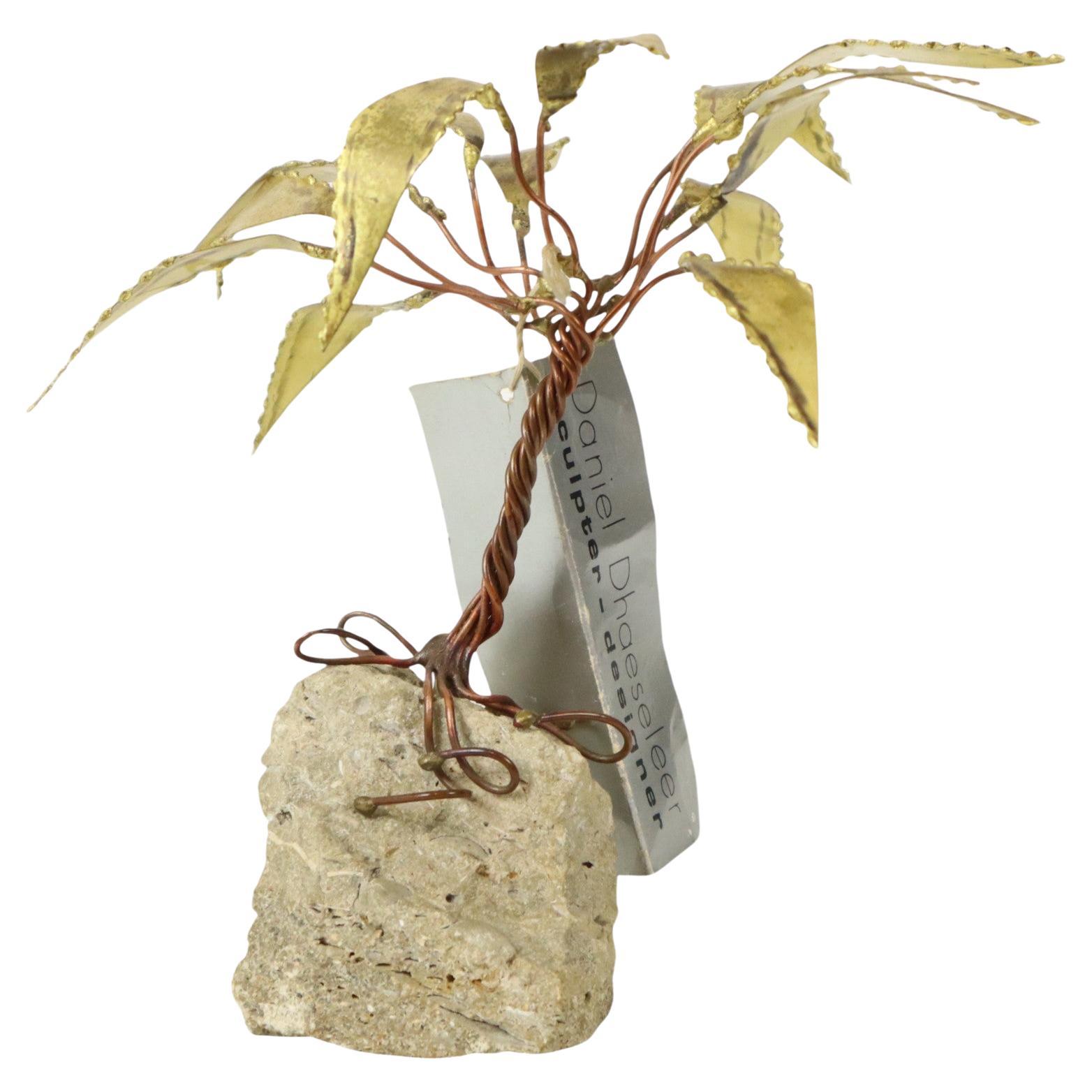 Kupferpalme auf Felsen Skulptur Daniel d'Haeseleer 18cm im Angebot