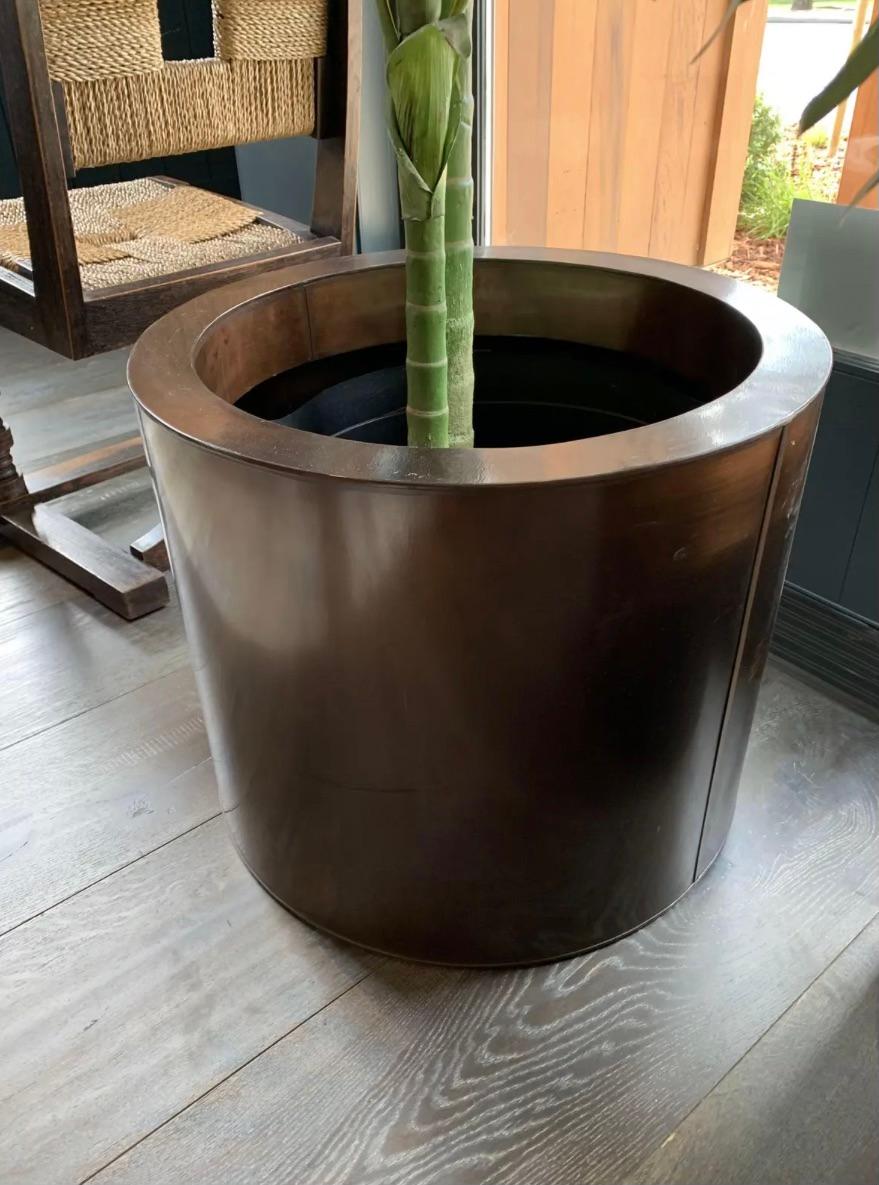Mid-Century Modern Copper Palm Tree Planter For Sale