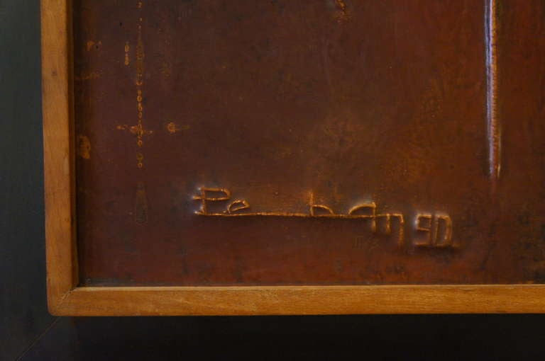 20th Century Copper Panel Artwork by Pemba For Sale