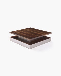 Copper Patinated Coffee Table with Stainless by Guy Lefevre for Lignet Roset