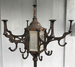 Copper Patinated Metal Coat Tree or Hat Rack with Beveled Panels, circa 1900