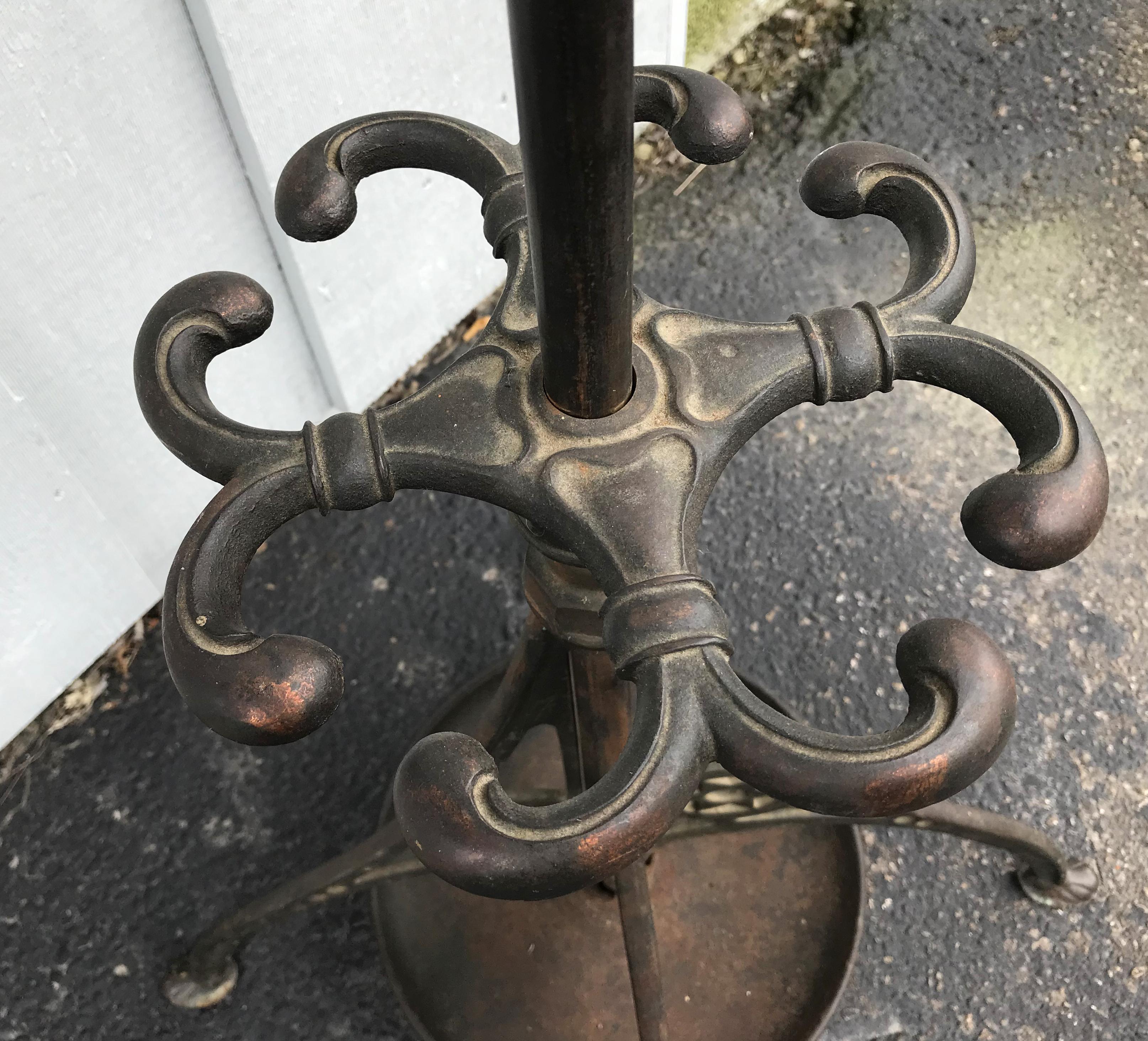 19th Century Copper Patinated Metal Coat Tree or Hat Rack with Beveled Panels, circa 1900