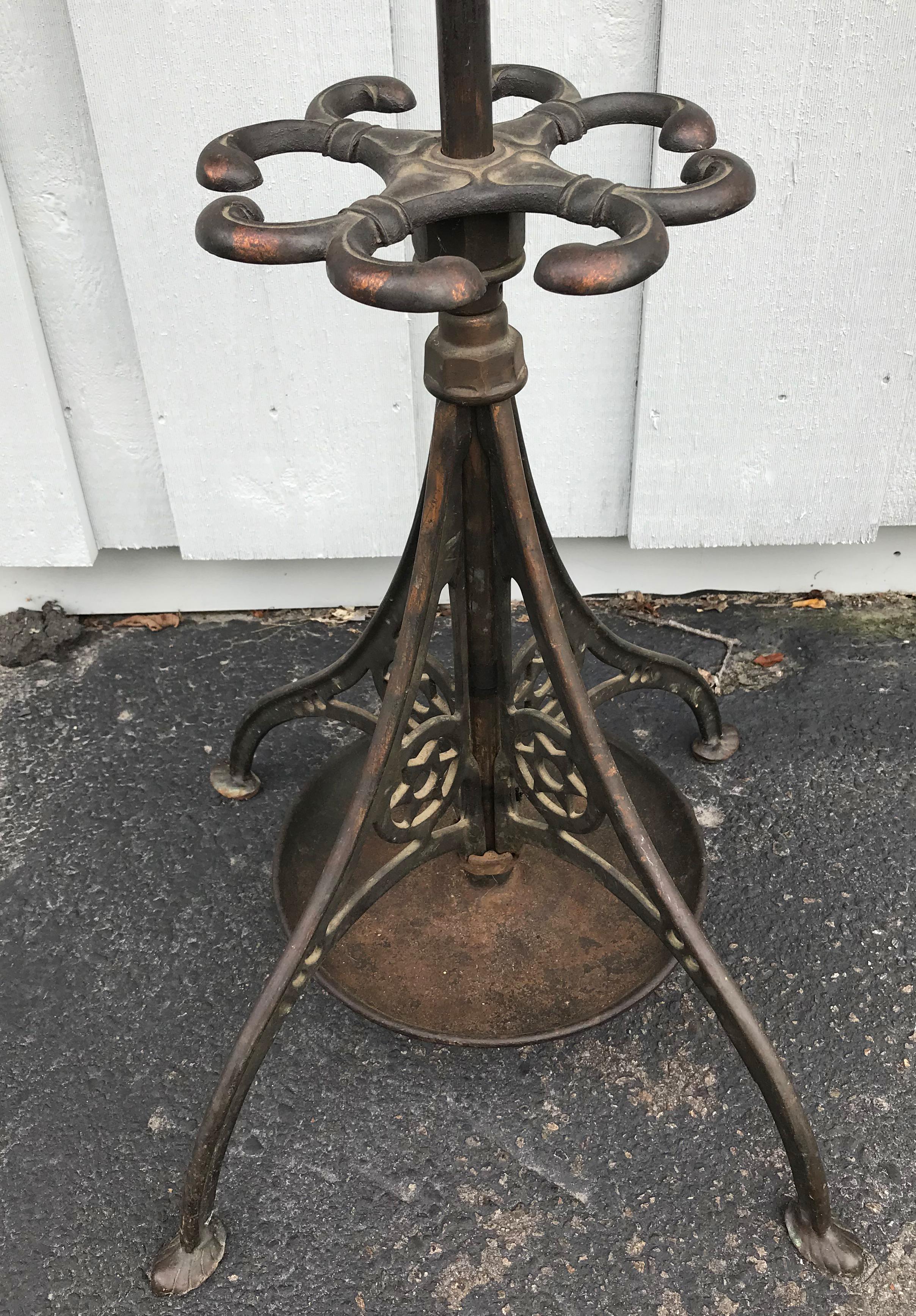 Copper Patinated Metal Coat Tree or Hat Rack with Beveled Panels, circa 1900 1