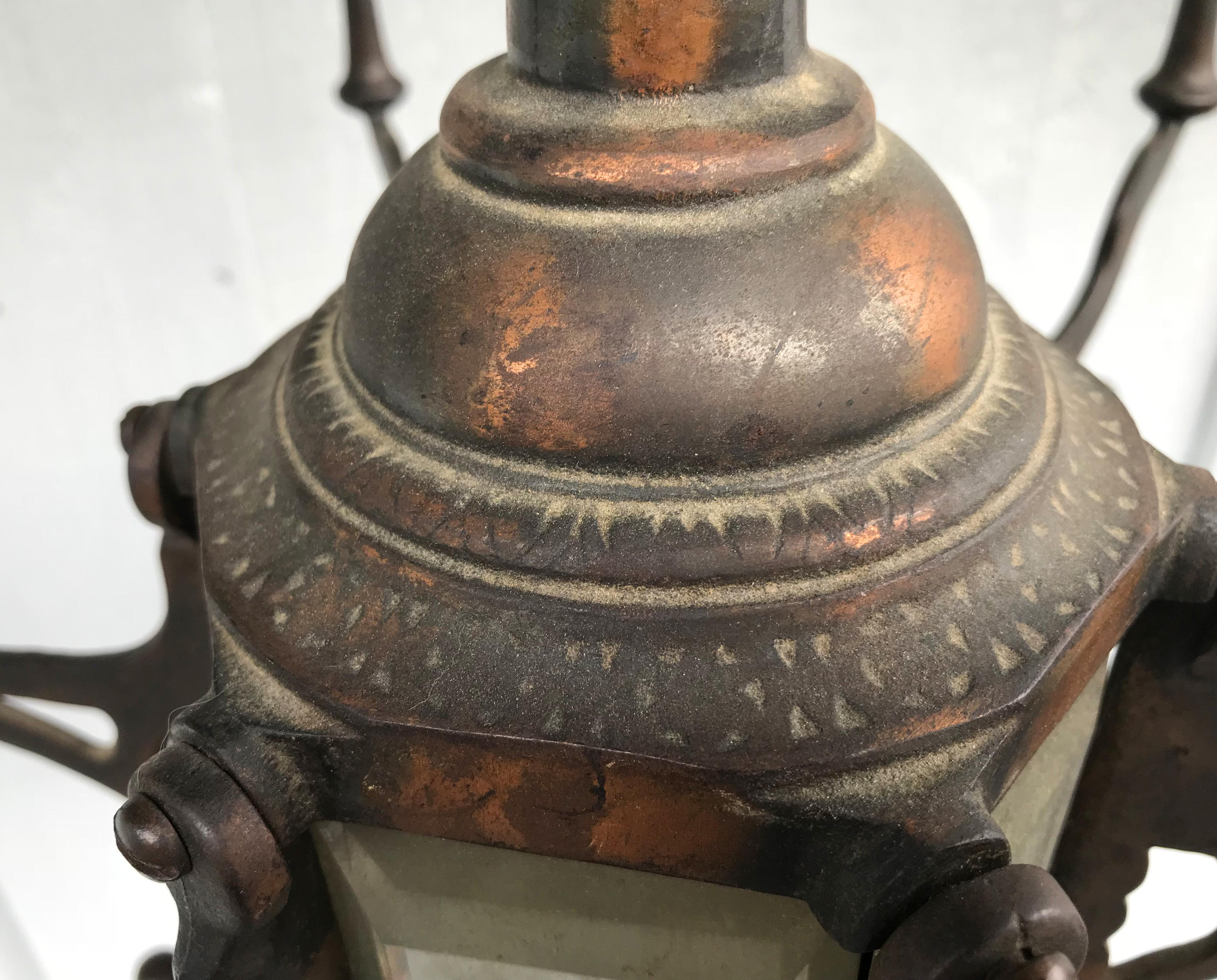 Copper Patinated Metal Coat Tree or Hat Rack with Beveled Panels, circa 1900 4
