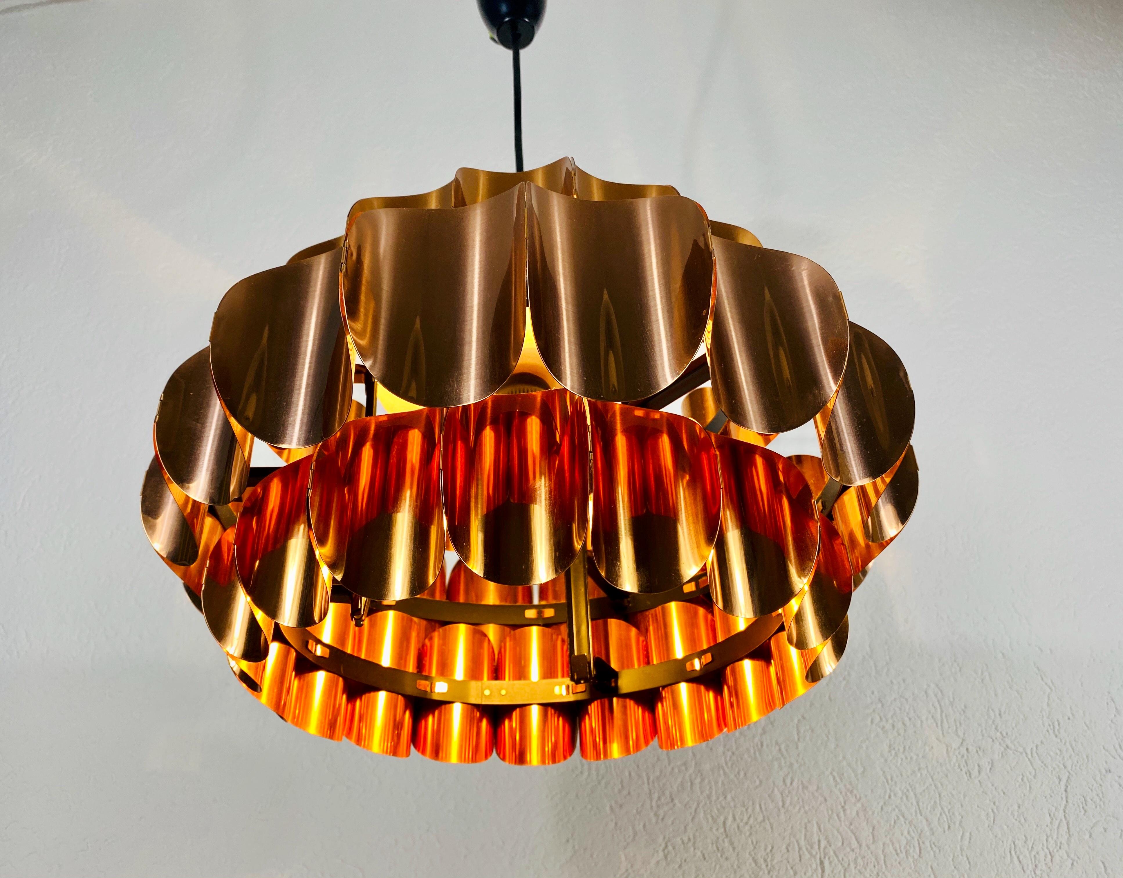 Copper Pendant Lamp by Temde, 1970s 4