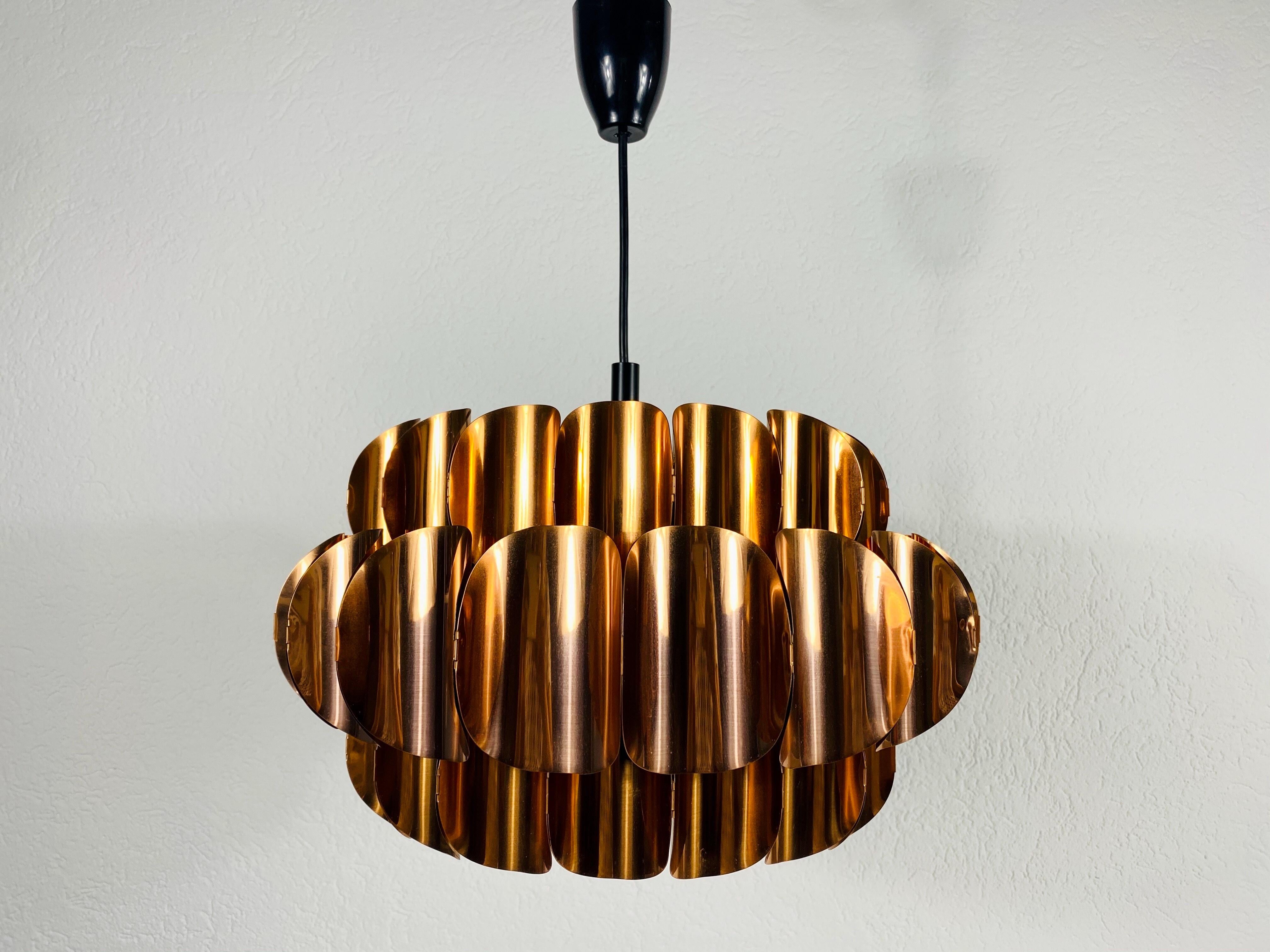 Mid-Century Modern Copper Pendant Lamp by Temde, 1970s