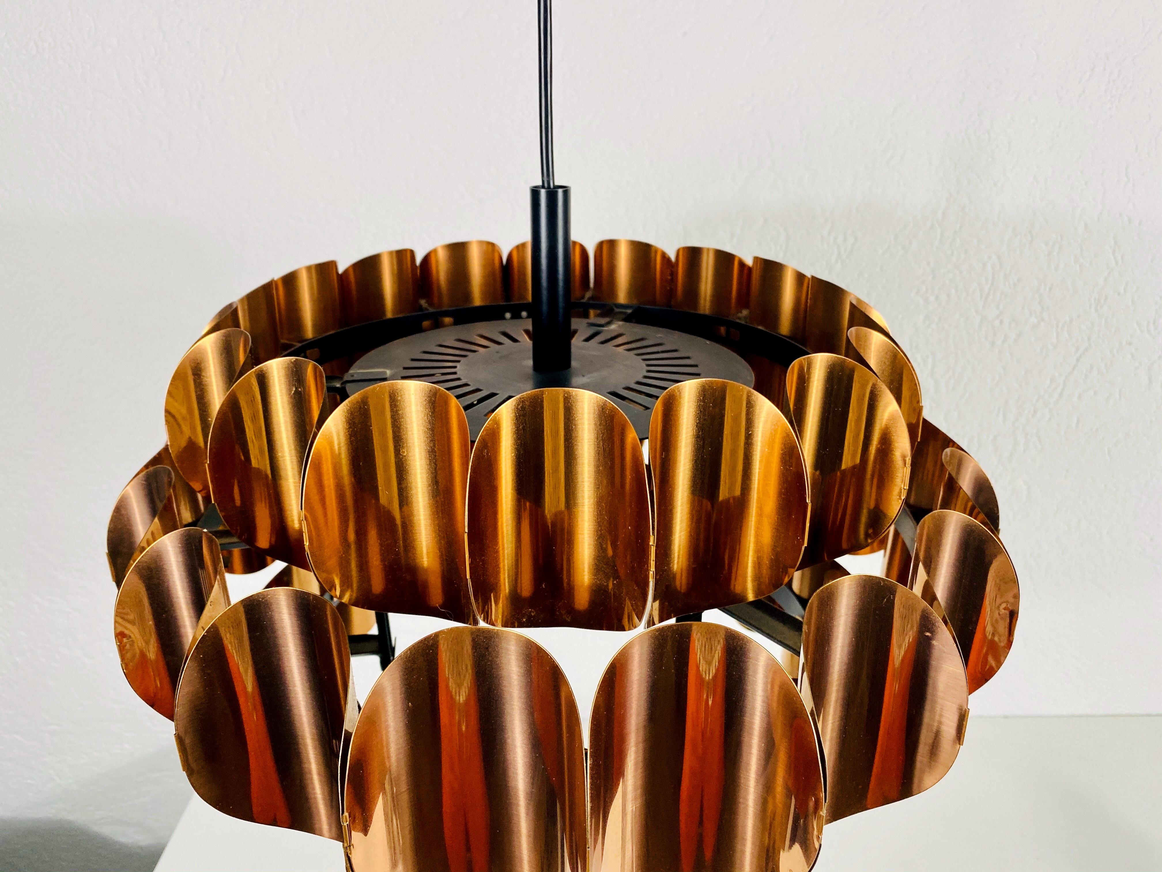 Copper Pendant Lamp by Temde, 1970s In Good Condition In Hagenbach, DE