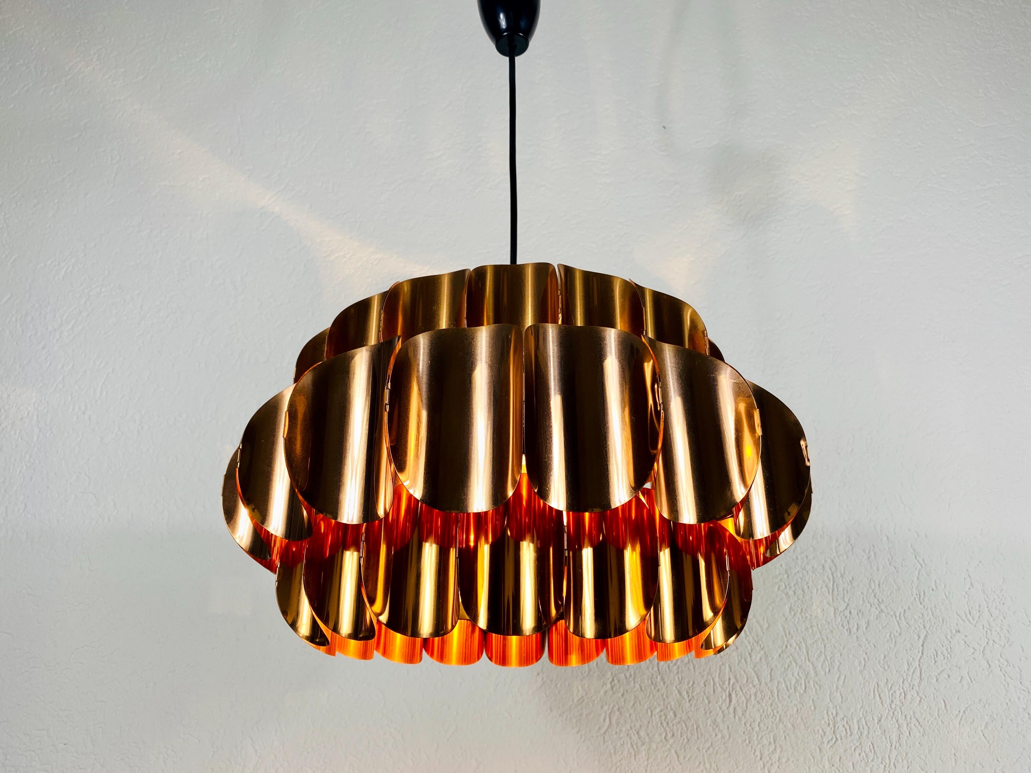 Copper Pendant Lamp by Temde, 1970s 3