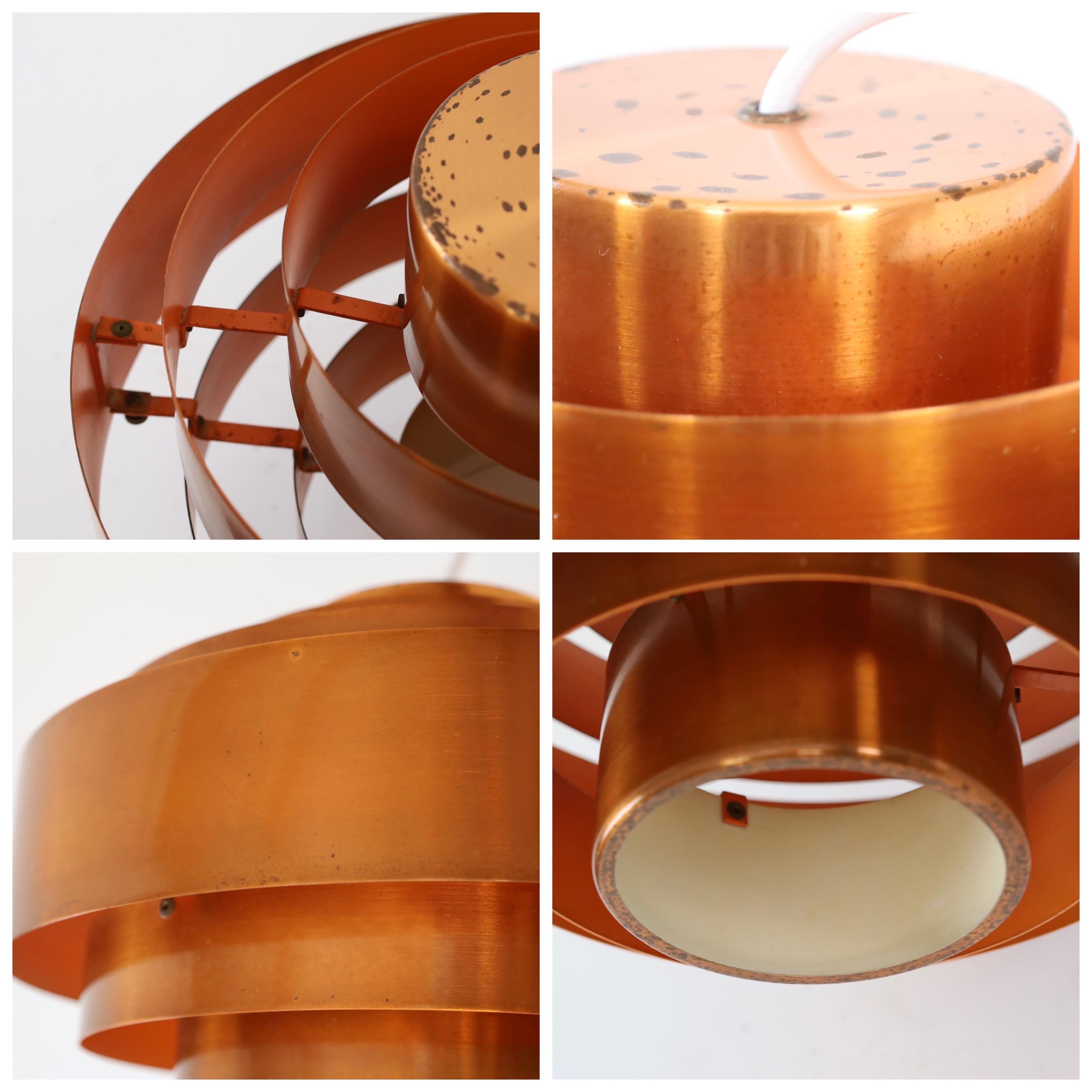 Copper Pendant Light by Jo Hammerborg for Fog & Morup, 1960s, Denmark For Sale 5